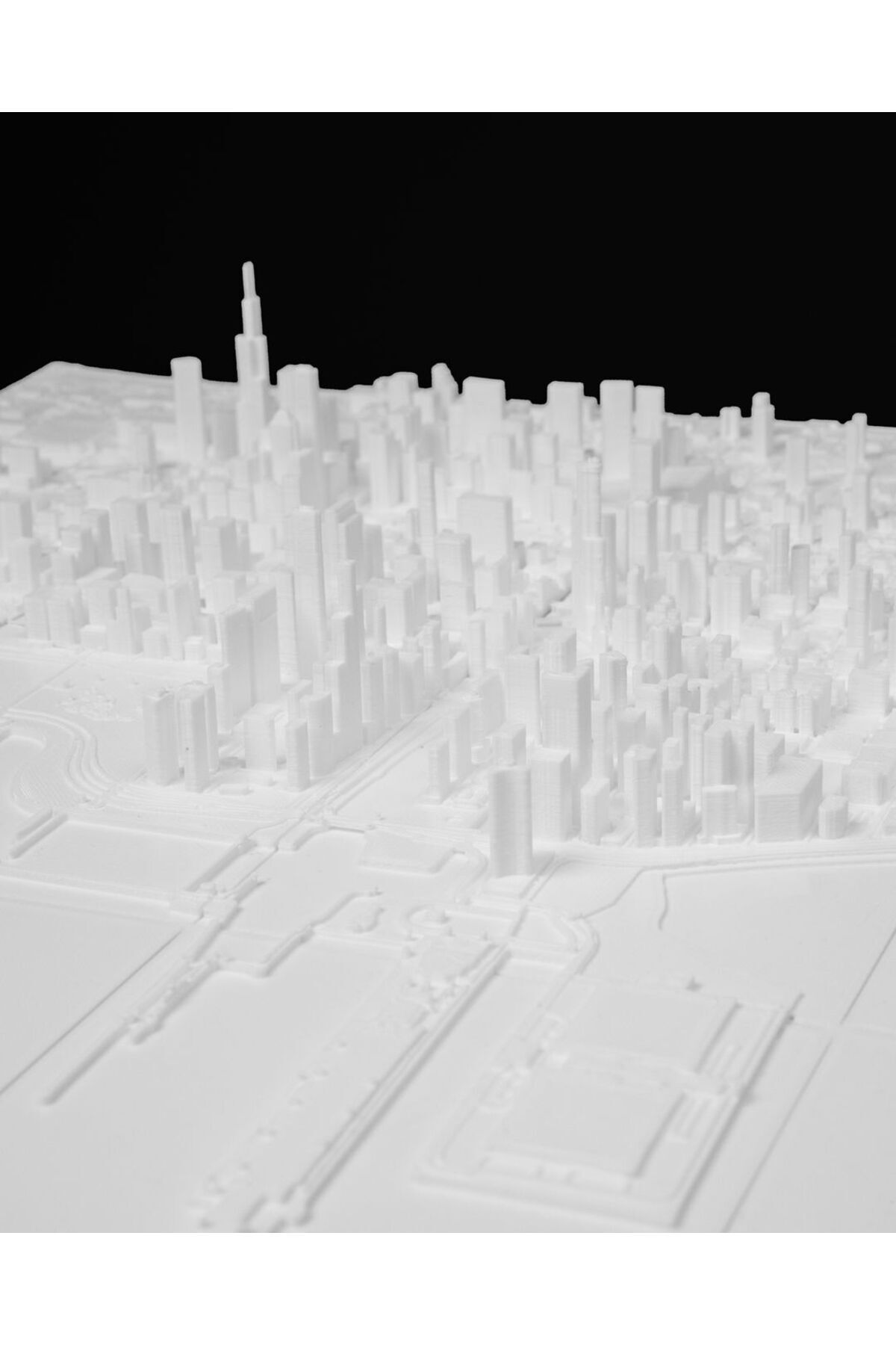 DEKORANLA Beyaz Chicago Şehir Silüeti Dekoratif Tablo, Şık ve Modern Ev Dekoru
