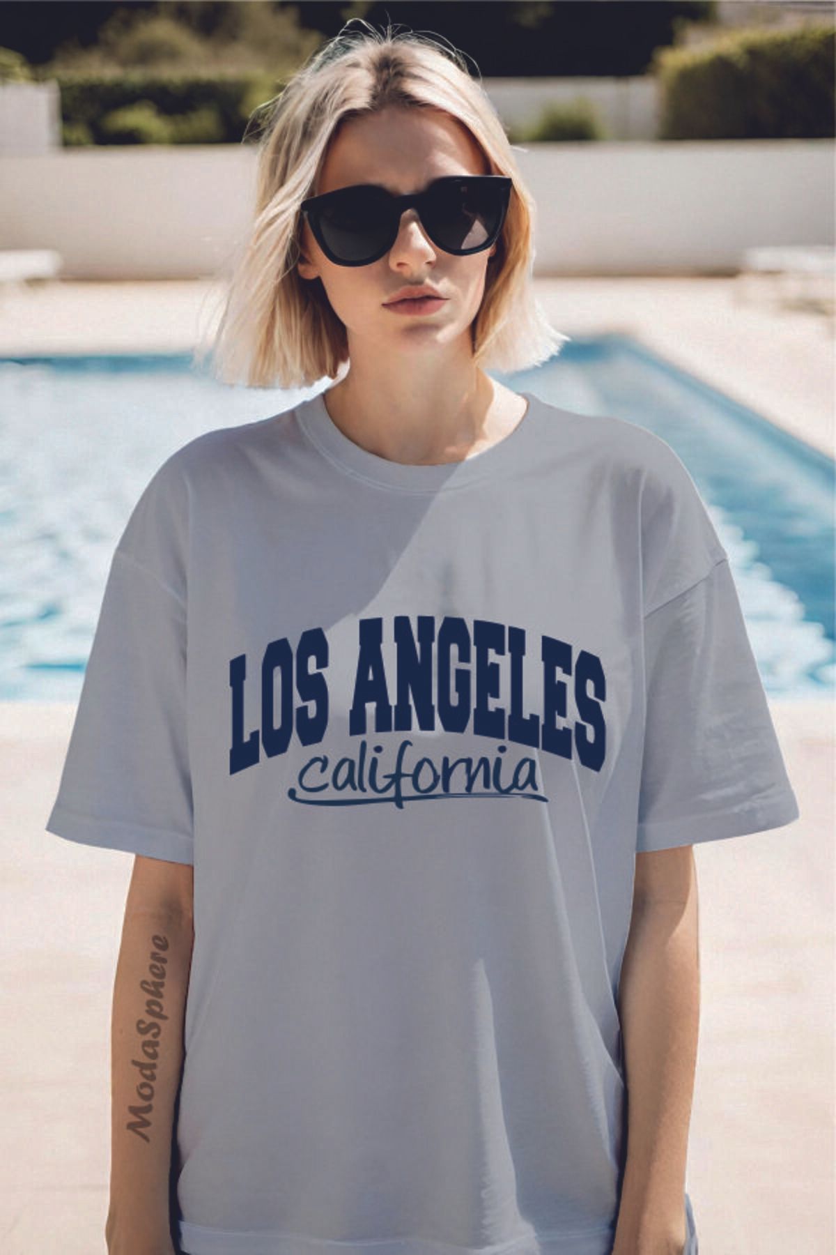 ModaSphere LOS ANGELES Baskılı Unisex Oversize Tişört