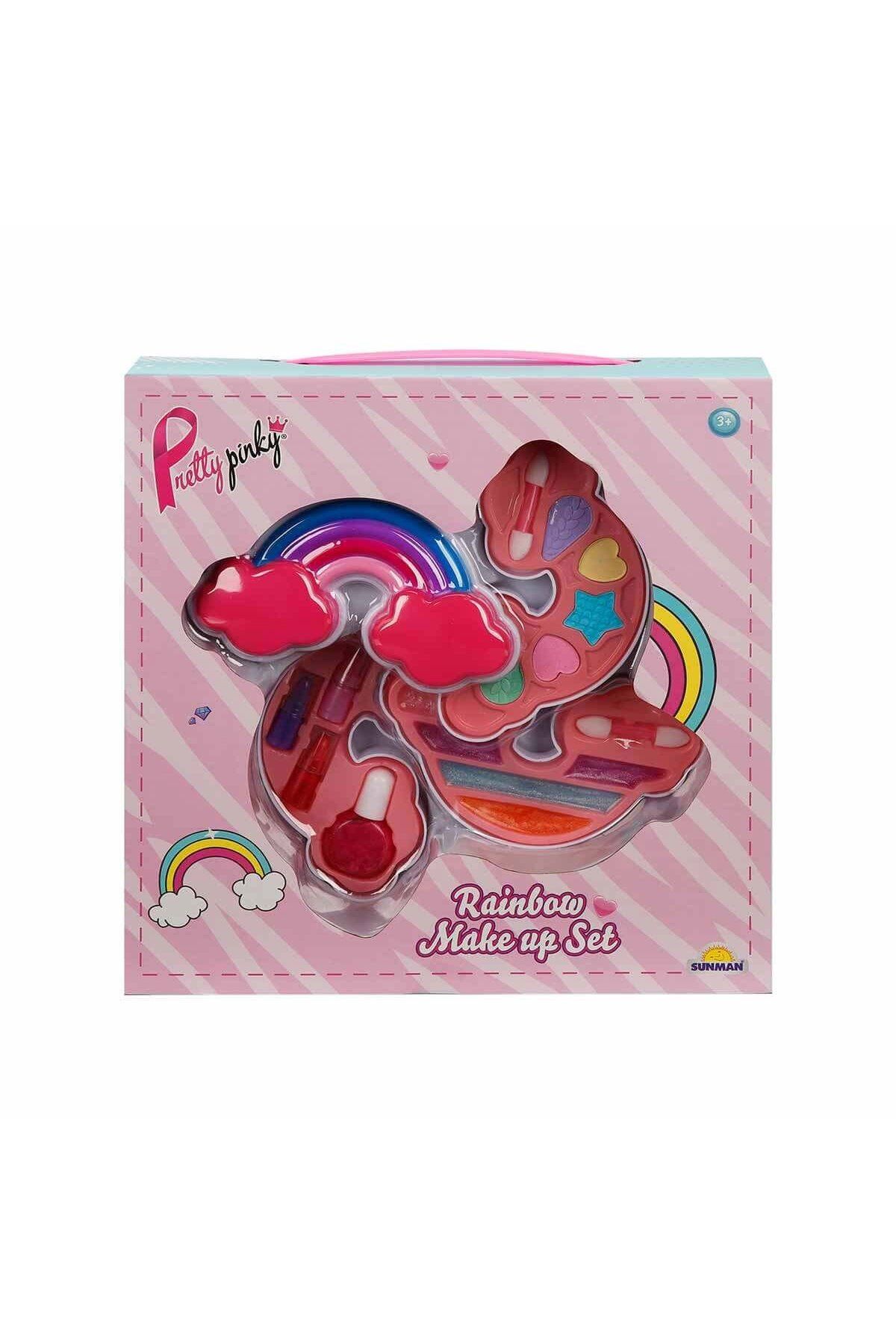 NillyToys 2601 SUN-RST-PRP-Güzellik Set Makyaj Gökkuşağı Şekilli 3 Katmanlı - Sunman