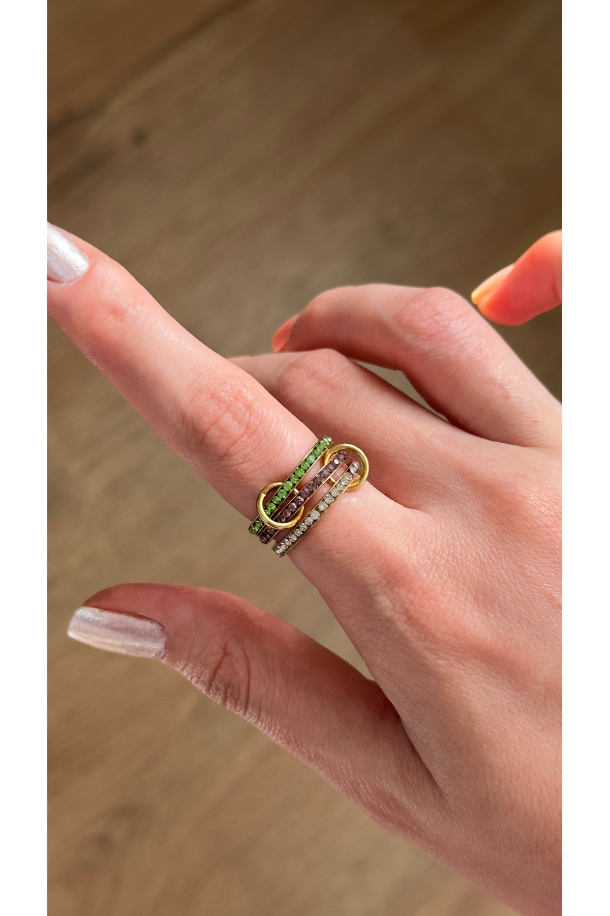 Opia JEWELRY Full Taşlı 3'lü Sarmal Model Çelik Yüzük - Fiyatı