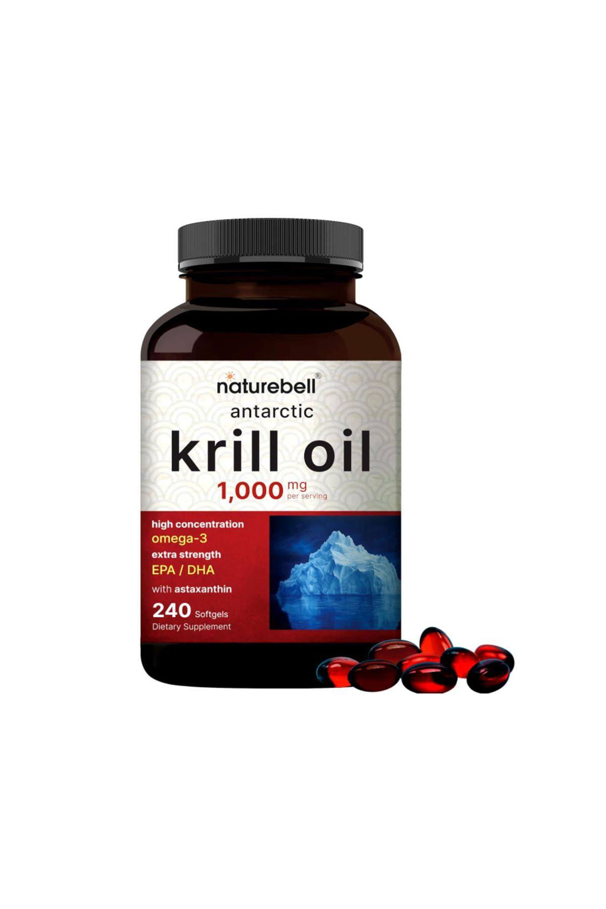 Naturebell , Antarctic Krill Oil 1000mg, 240 Softgels