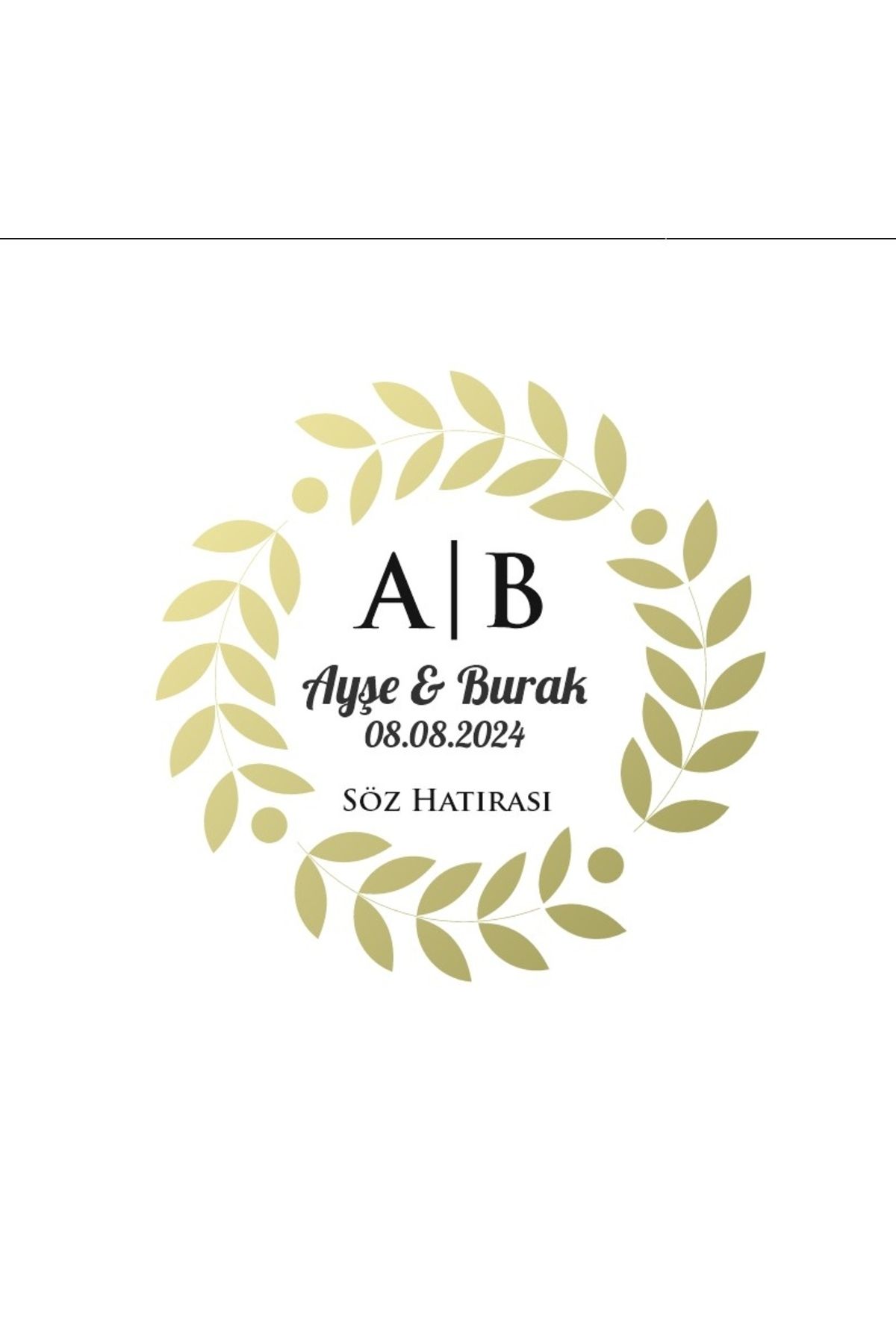 Reysa Tasarım Kış Bitkili Yuvarlak Etiket Kına Nişan Düğün 3x3 cm özel etiket / 50 adet sticker