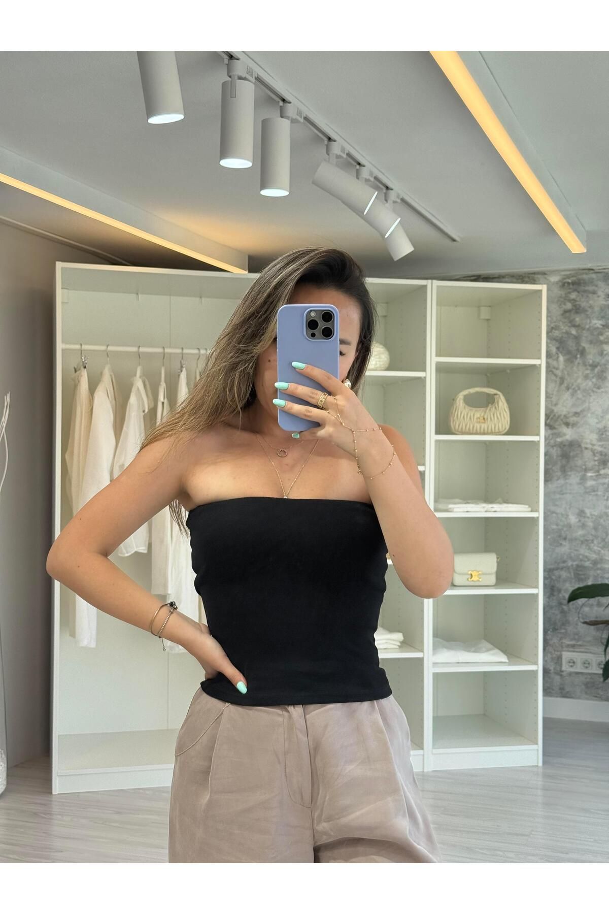LUUNA STORE STRAPLEZ BLUZ - SİYAH