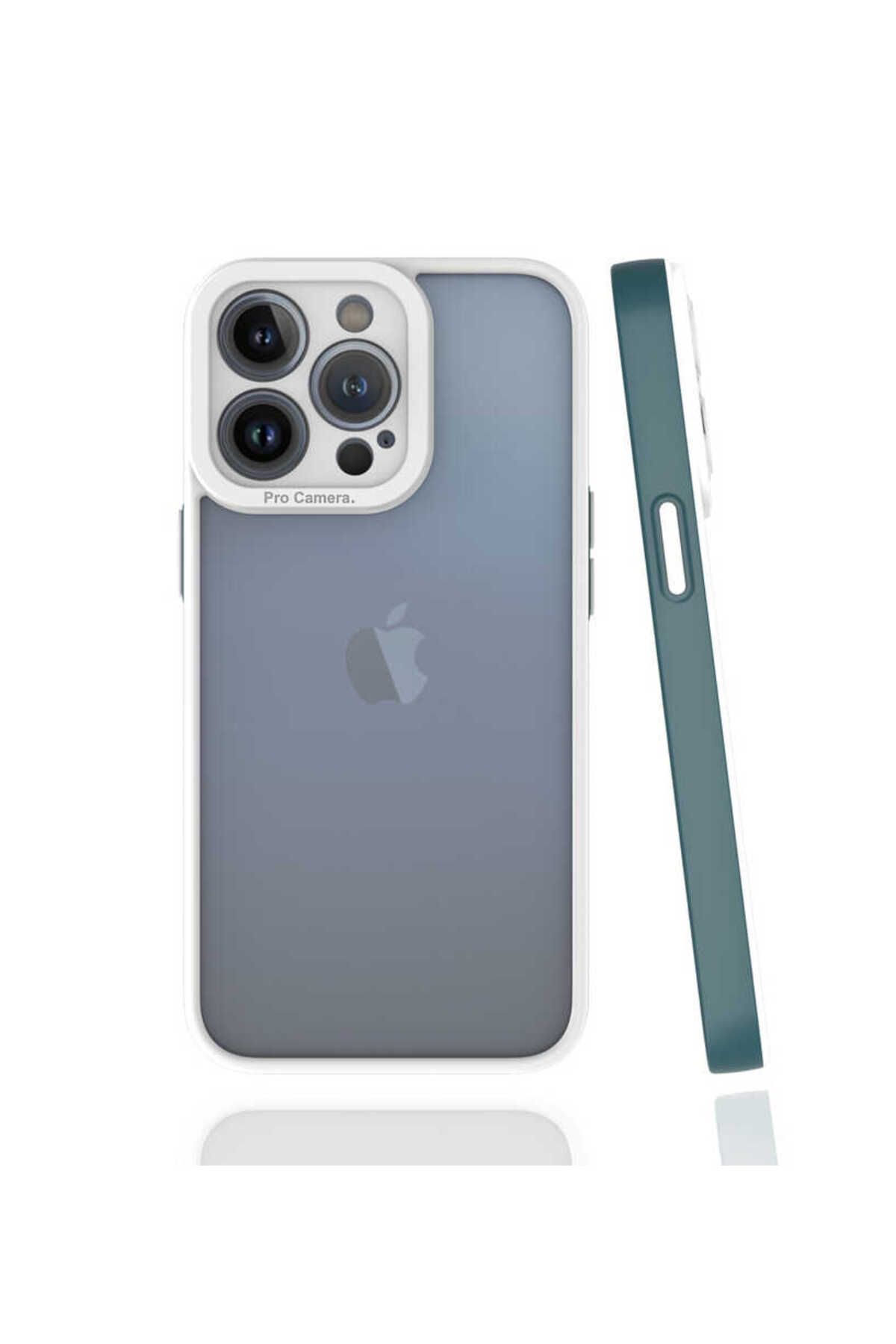 halkhouse Apple iPhone 13 Pro Kılıf Kamera Korumalı Renkli Çerçeveli Esnek Sert Silikon Mima Kapak