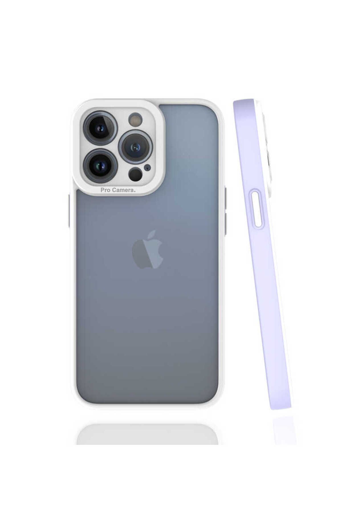 halkhouse Apple iPhone 13 Pro Kılıf Kamera Korumalı Renkli Çerçeveli Esnek Sert Silikon Mima Kapak