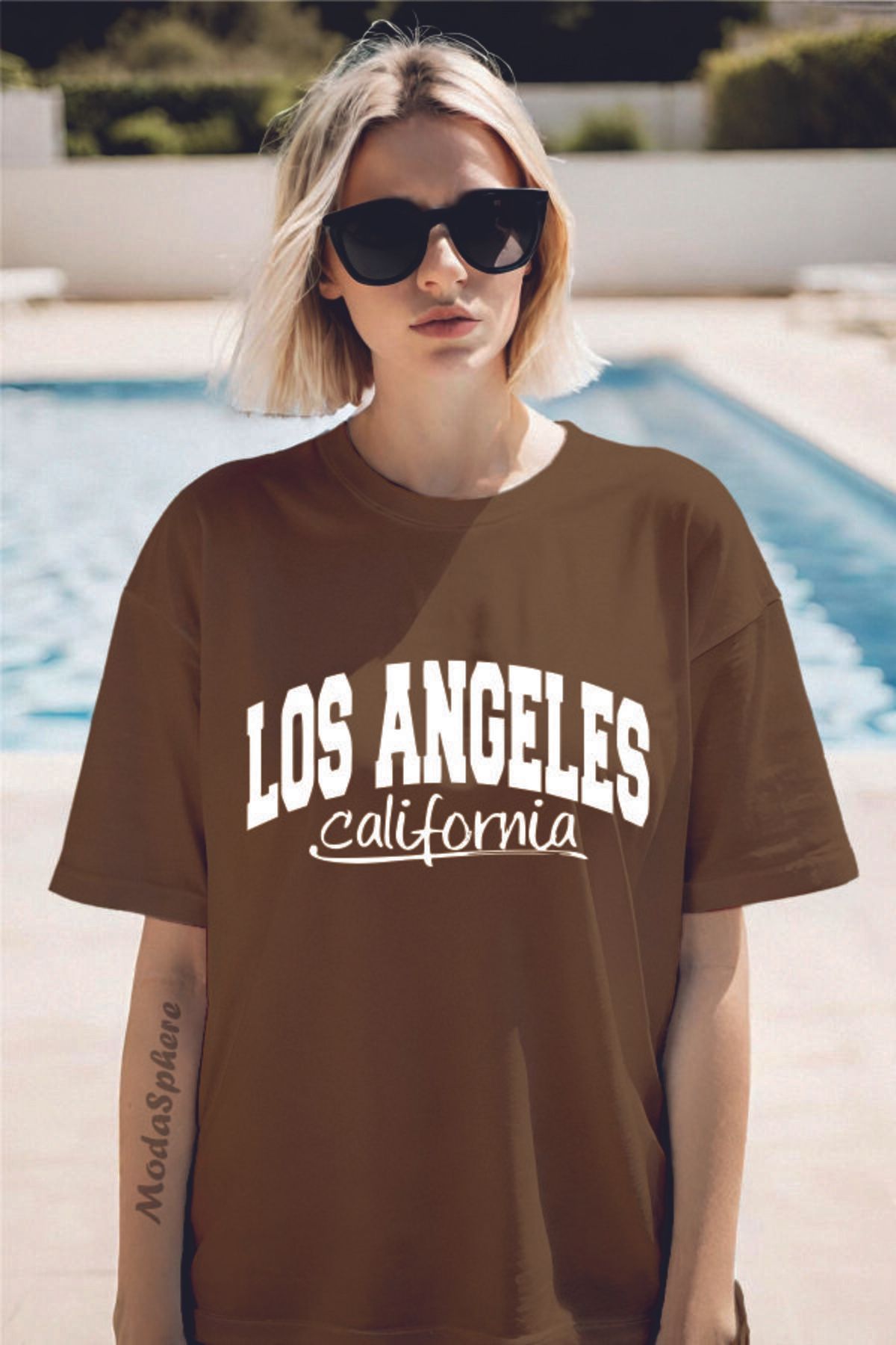 ModaSphere LOS ANGELES Baskılı Unisex Oversize Tişört