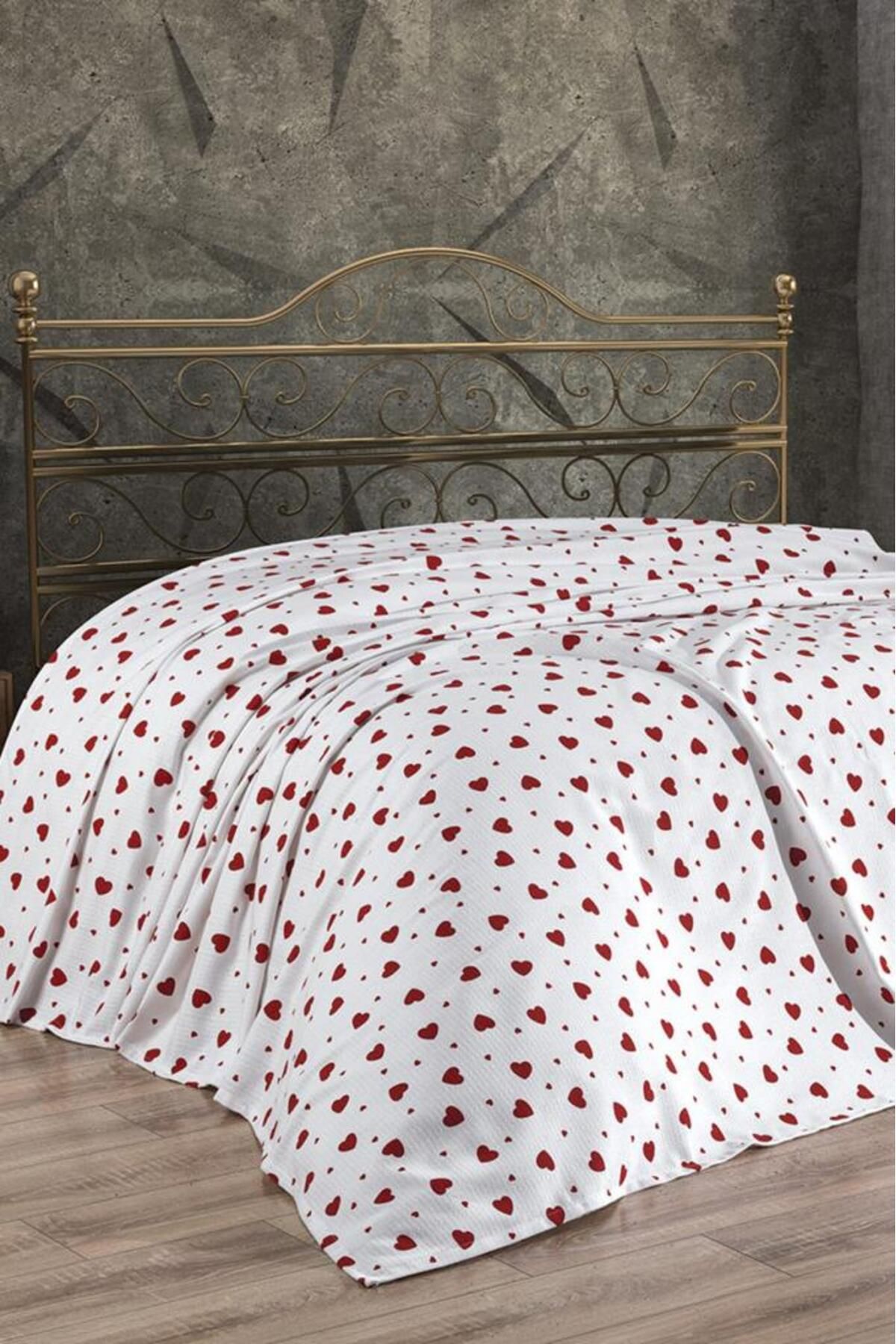 Çeyiz Diyarı Kalbim Çift Kişilik %100 Pamuklu 240x220 cm Tek Pike