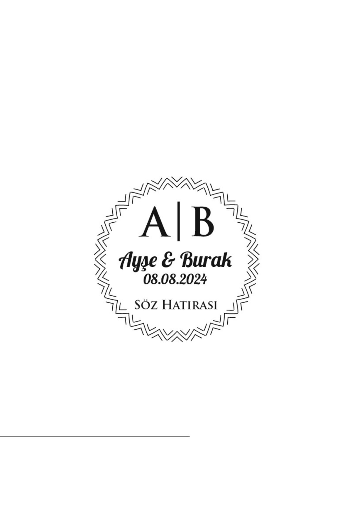 Reysa Tasarım Zikzak Çerçeveli Yuvarlak Mühür Kına Nişan Düğün 3x3 cm özel etiket / 50 adet sticker