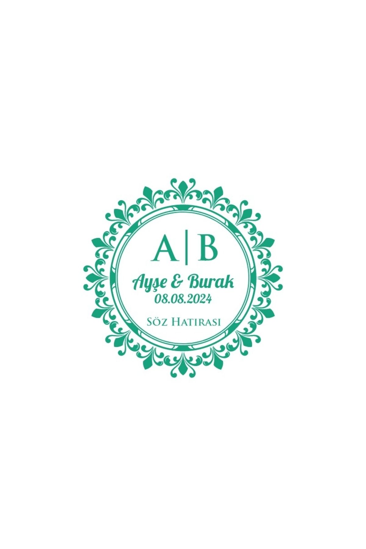 Reysa Tasarım Çentikli Dikdörtgen Mühür Kına Nişan Düğün 3x3 cm özel etiket / 50 adet sticker