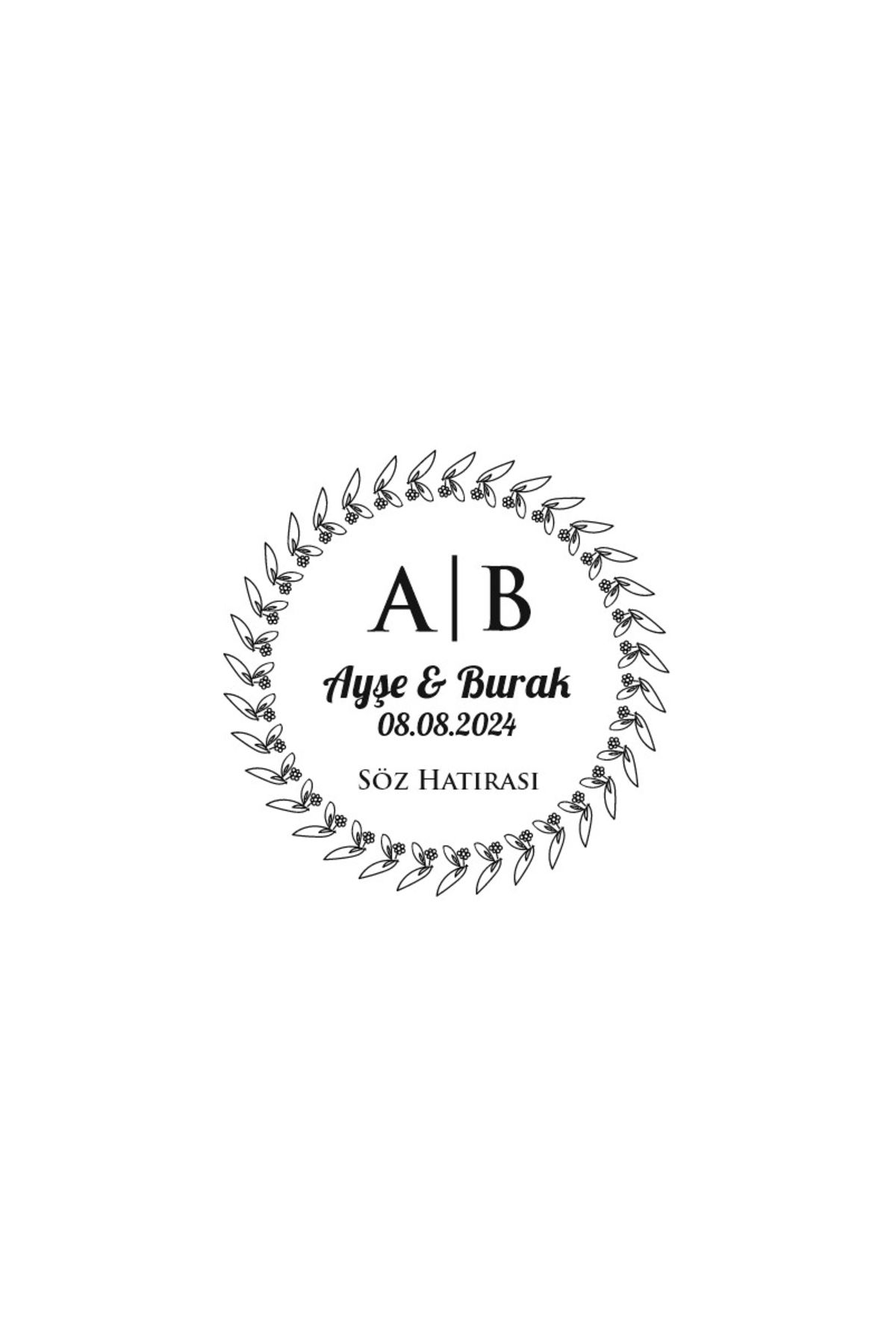 Reysa Tasarım Çiçek Yapraklı Dikdörtgen Mühür Kına Nişan Düğün 3x3 cm özel etiket / 50 adet sticker