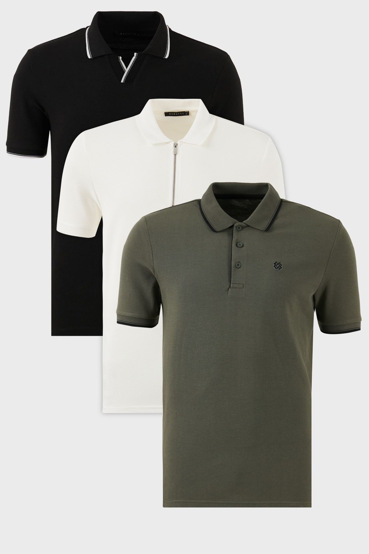 Buratti Pamuklu Regular Fit 3'lü Paket Polo Yaka T Shirt Erkek POLO YAKA T SHİRT 59029641518S3