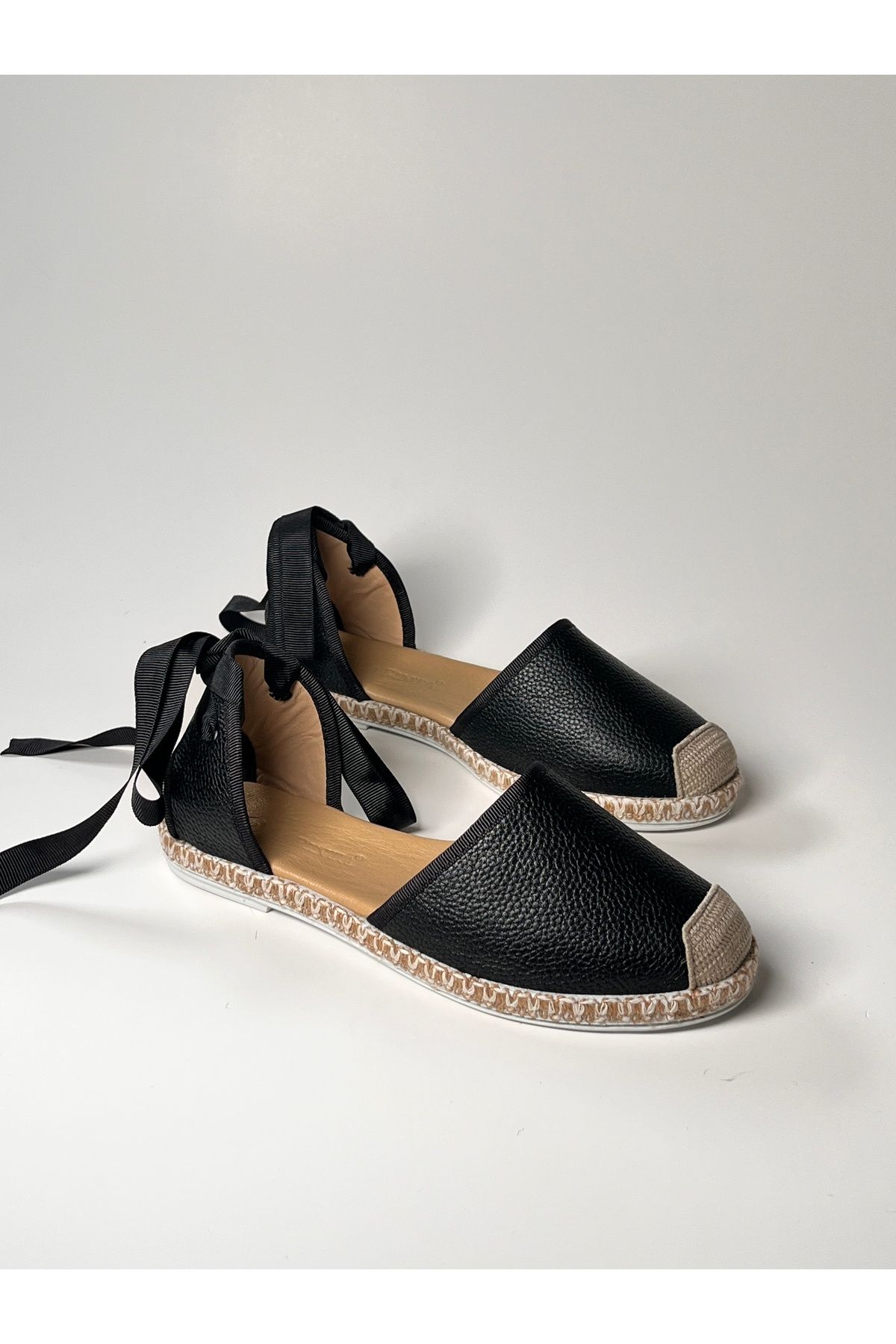 futsi shoes Bilekten Bağlamalı Deri Espadril Babet