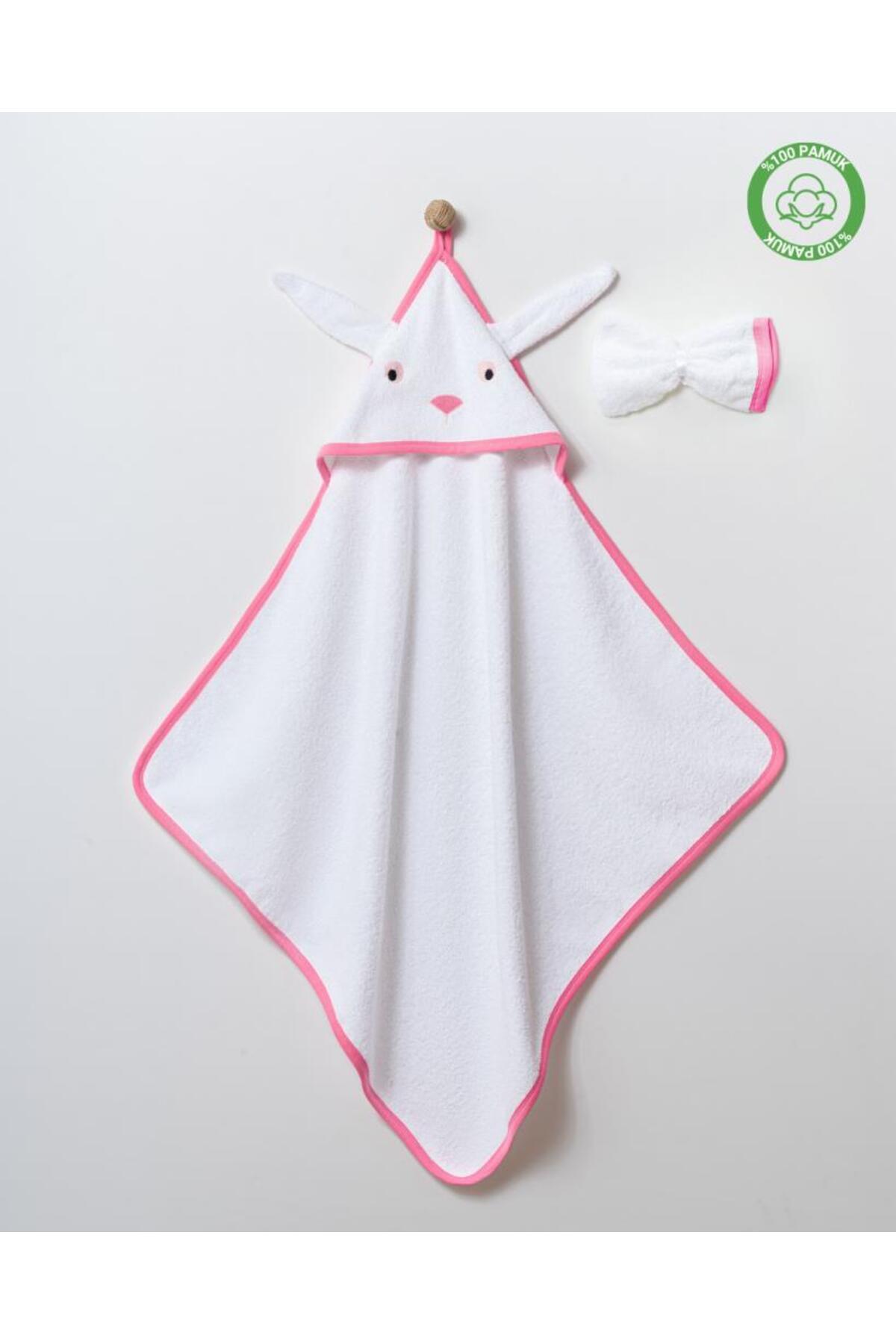 ankibaby %100 Pamuk Tavşan Kulaklı Silgi Havlu - Banyo Lifi Hediyelidir!