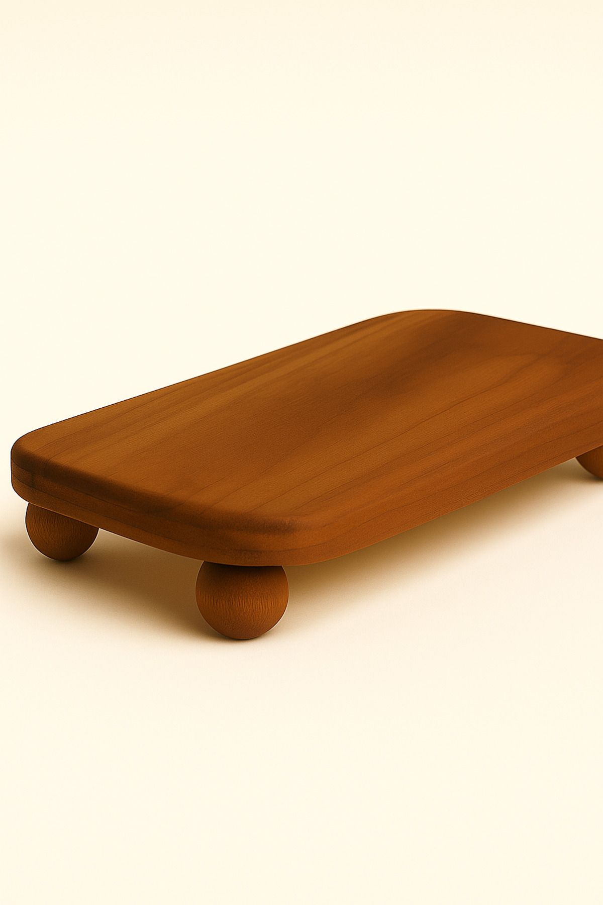 Mirilliahome Top Ayaklı Kayın Ahşap Sunumluk Dikdörtgen Servis Tahtası - 30x15 cm