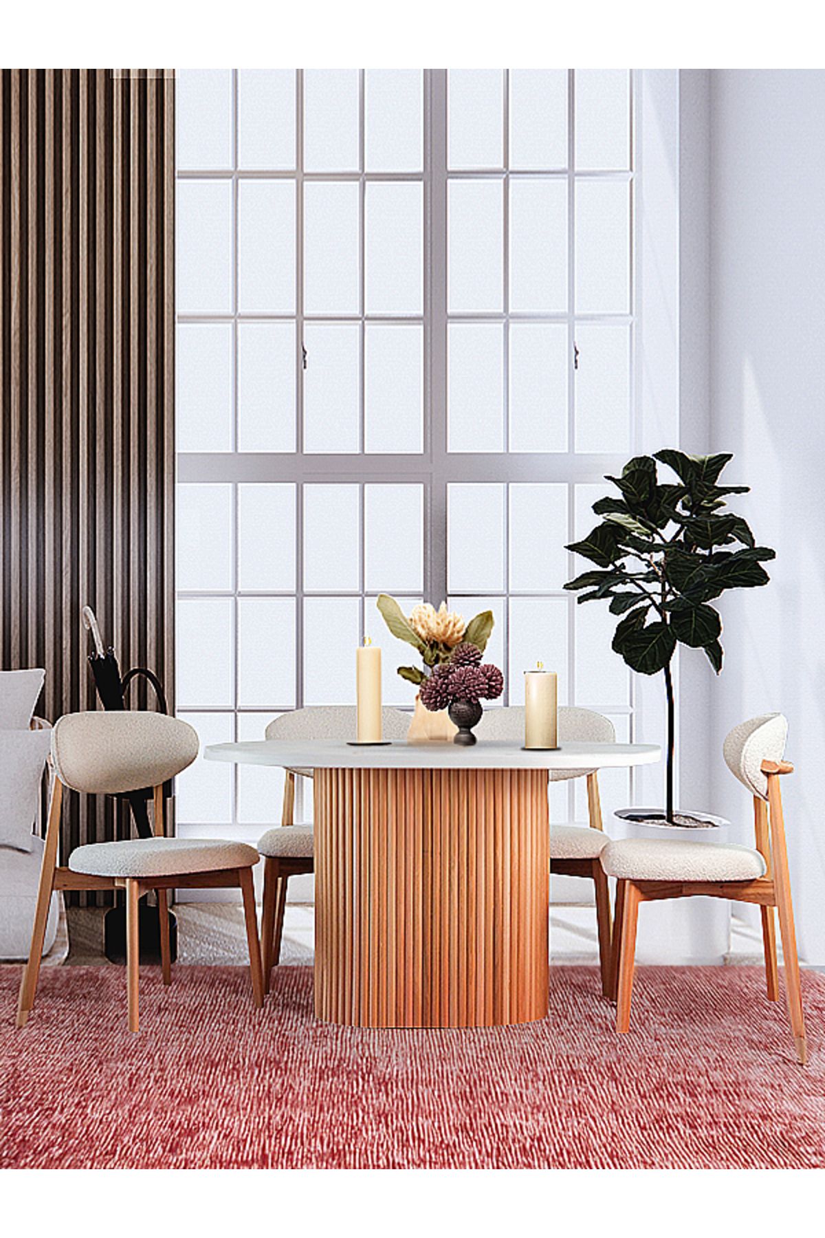 Gazzini Furniture Luna Oval Natural Ahşap Bohem Masa 80x150