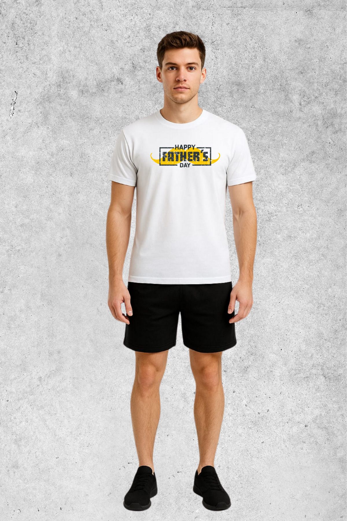 MOLICO Basic unisex sıfır yaka kısa kollu FATHERS baskılı tshirt