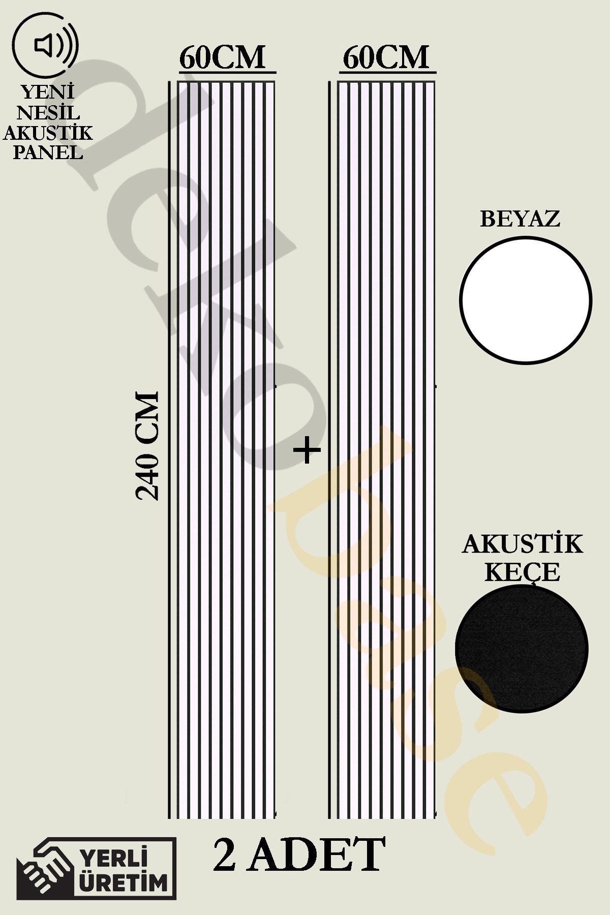 dekobase Beyaz (2 ADET) 60x240cm Yeni Nesil Akustik Ahşap Duvar Paneli