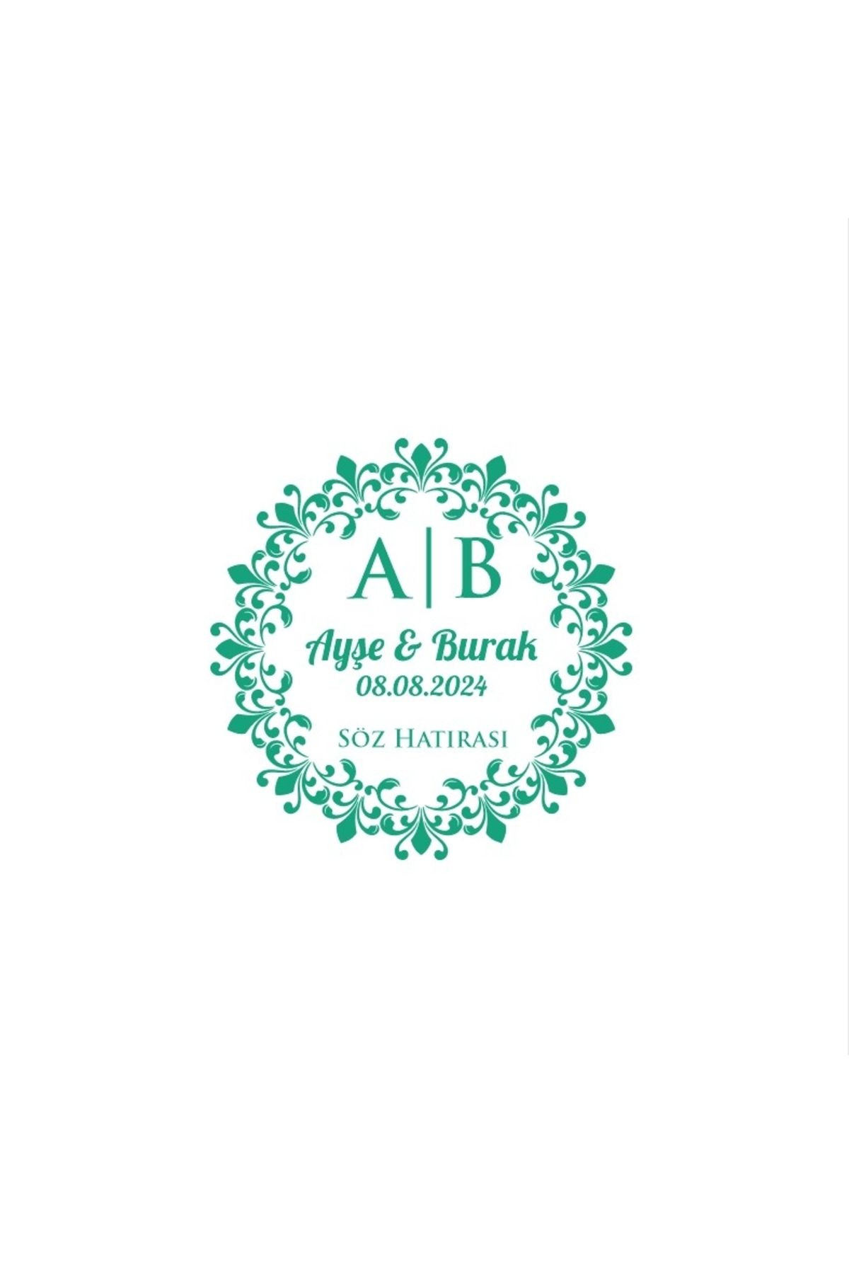 Reysa Tasarım Yarım Ay Dikdörtgen Mühür Kına Nişan Düğün 3x3 cm özel etiket / 50 adet sticker