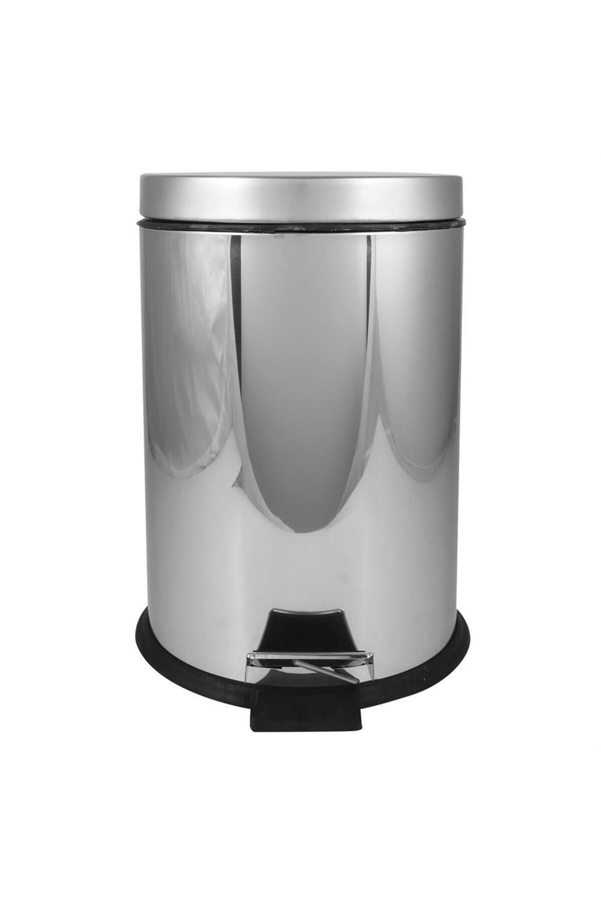 DAYCO 0104 Çöp Kovası Paslanmaz Çelik Pedallı 12 L - Metalik Gri