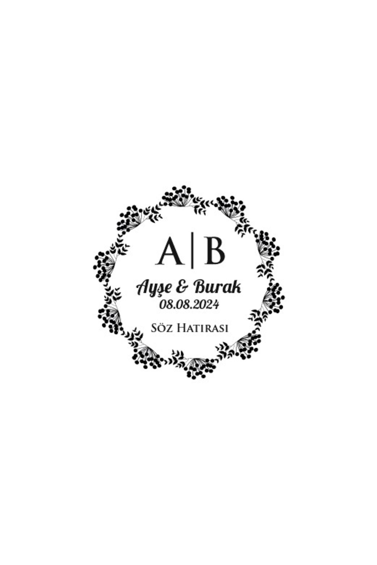 Reysa Tasarım Küçük Meyveli Çelenk Mühür Kına Nişan Düğün 3x3 cm özel etiket / 50 adet sticker