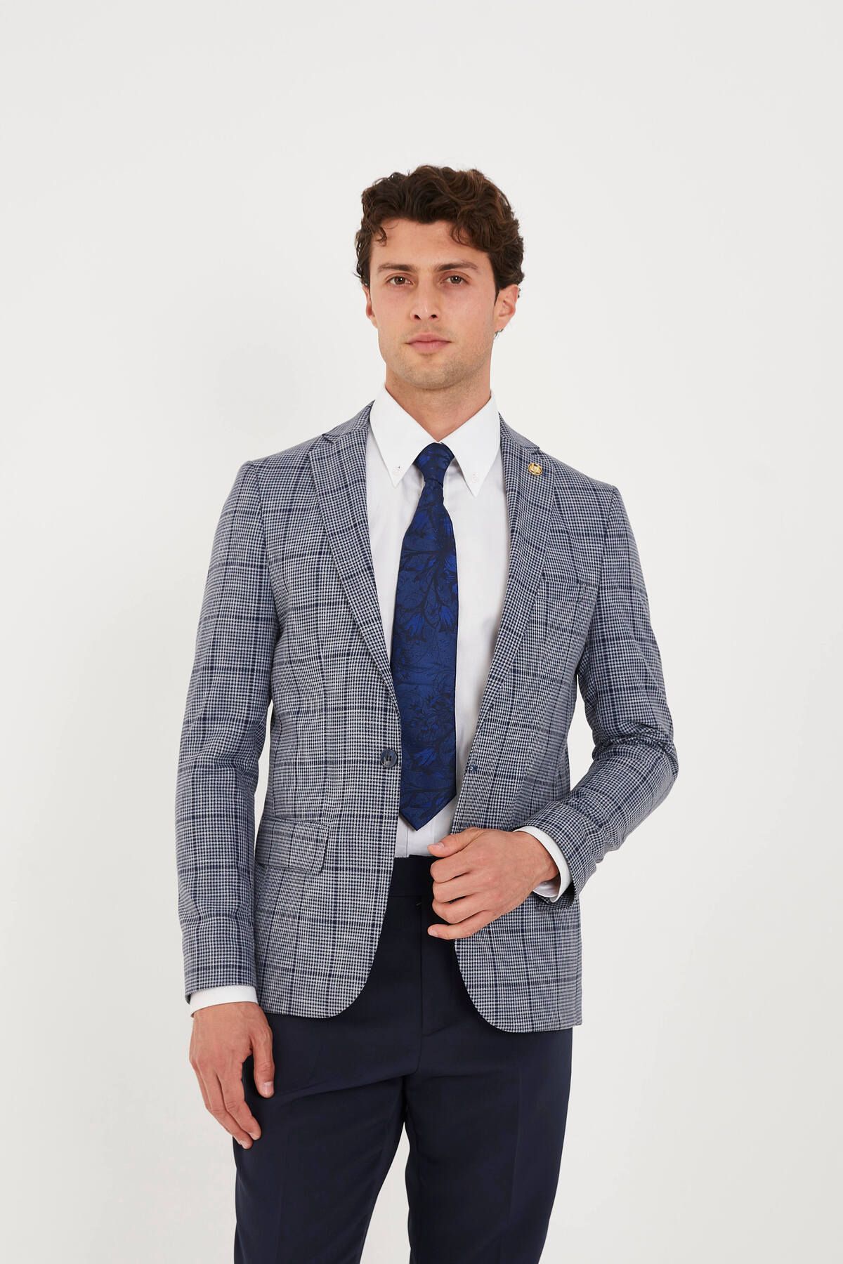 The Tailor Classics Mini Ekoseli Çift Yırtmaçlı Blazer Ceket