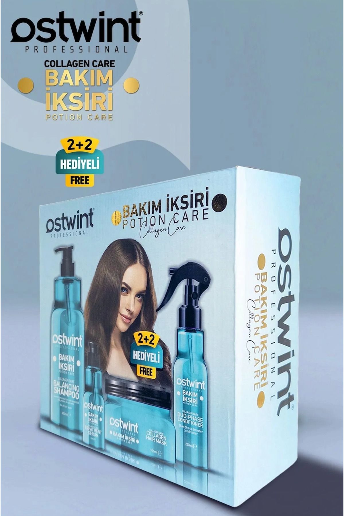 CeyCeey Saç Bakım Iksiri Collagen Care Seti, Şampuan, Saç Kremi, Saç Serumu, Saç Maskesi