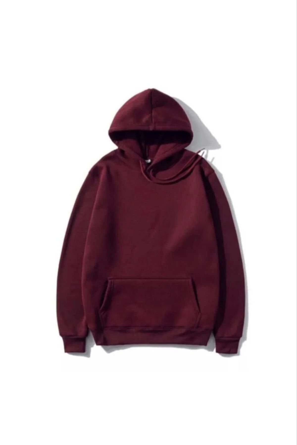 Serero 3 İplik Pamuklu Unisex Kapşonlu Sweetshirt - Bordo