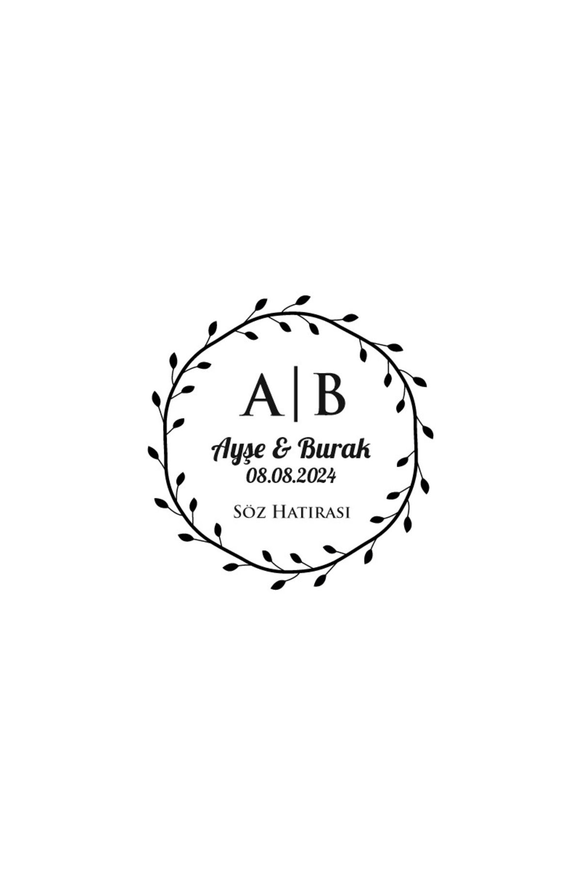 Reysa Tasarım Basit Dal Çerçeveli Yuvarlak Mühür Kına Nişan Düğün 3x3 cm özel etiket / 50 adet sticker