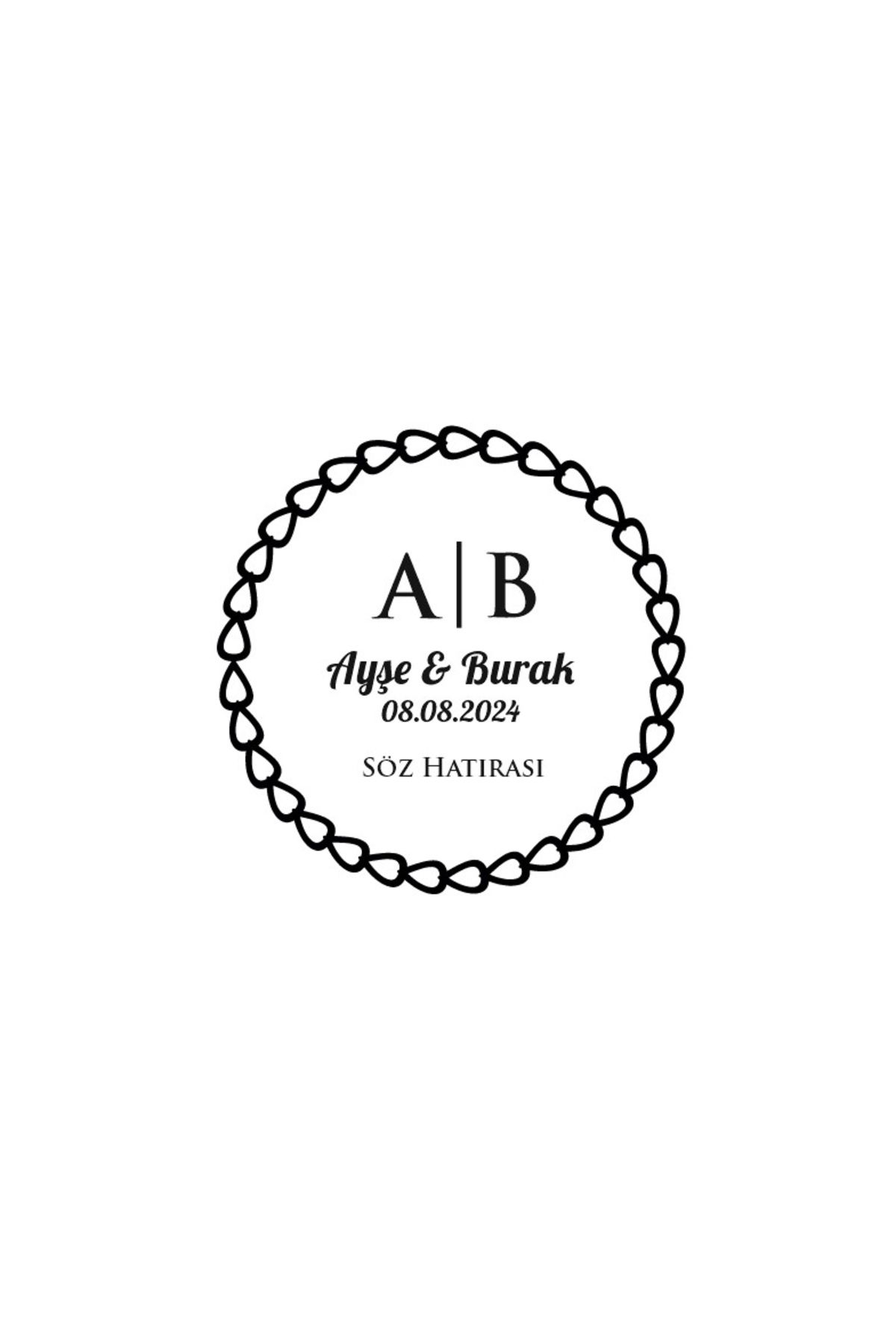 Reysa Tasarım İnce Noktalı ve Dalgalı Yuvarlak Mühür Kına Nişan Düğün 3x3 cm özel etiket / 50 adet sticker