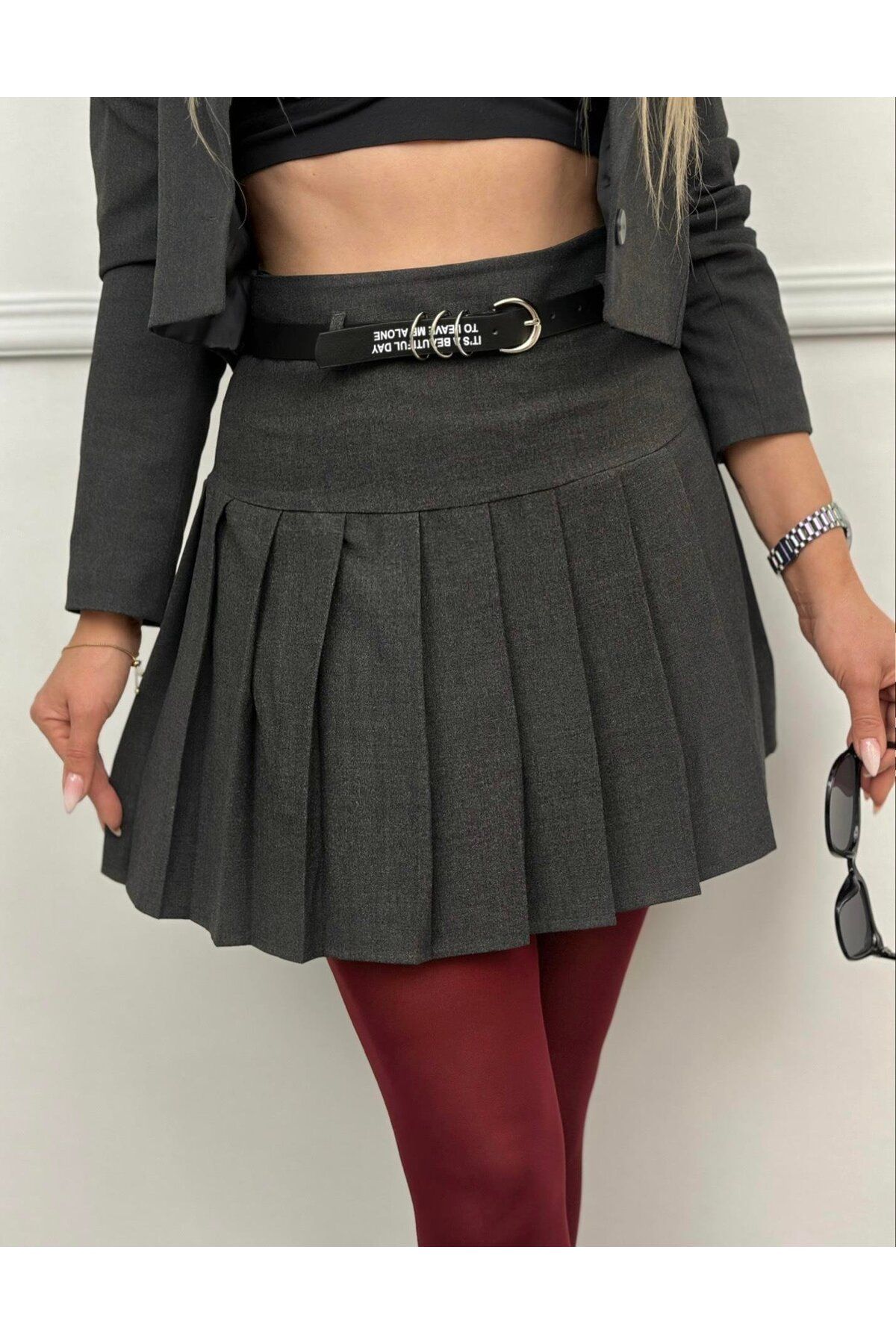 IŞILDA FASHION Kadın Piliseli Şortlu Etek