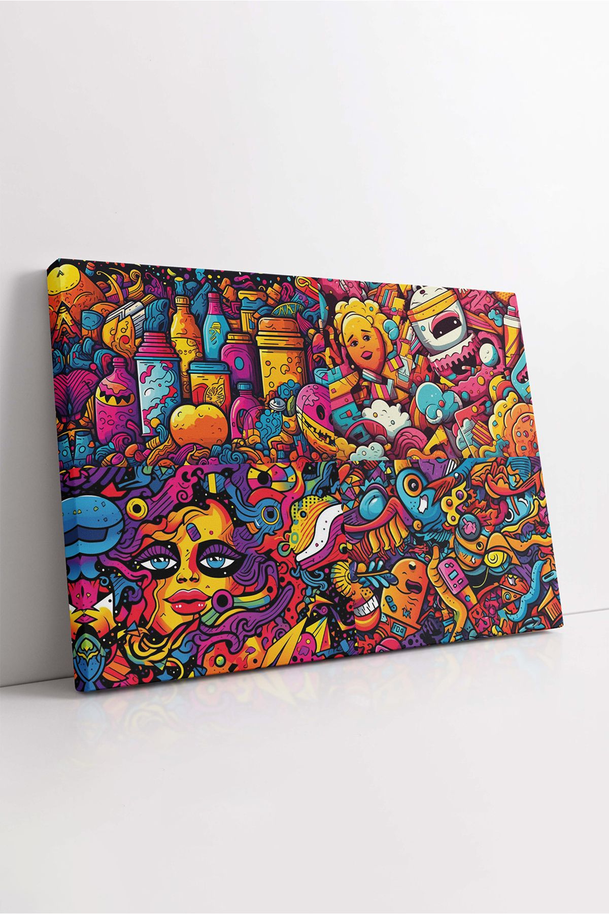 KOSS Dijital Grafiti Kanvas Tablo, Doodle Tablo, Çok Renkli Soyut Çizim Kanvas, Dekoratif Tablo, Lüks Kanvas