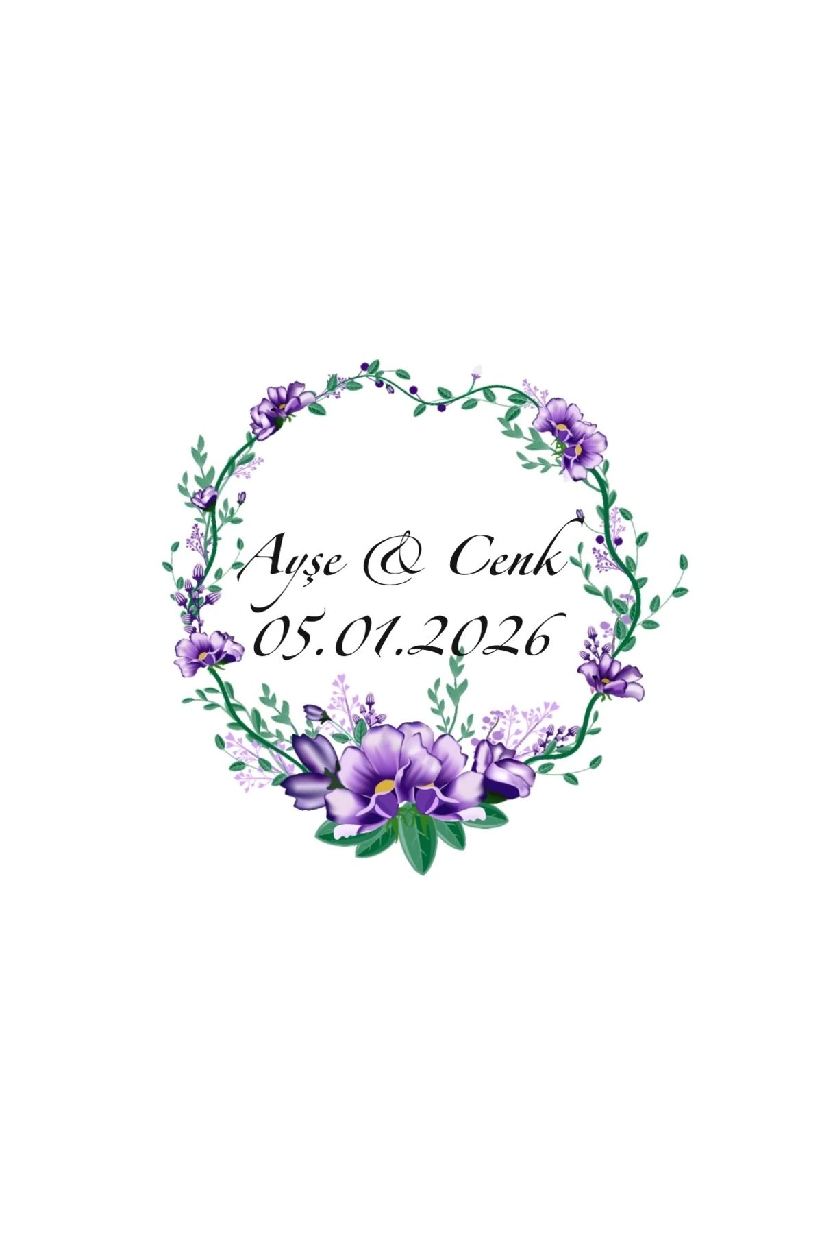 Reysa Tasarım Yuvarlak Kenarlı Dikey Dikdörtgen Mühür Kına Nişan Düğün 3x3 cm özel etiket / 50 adet sticker