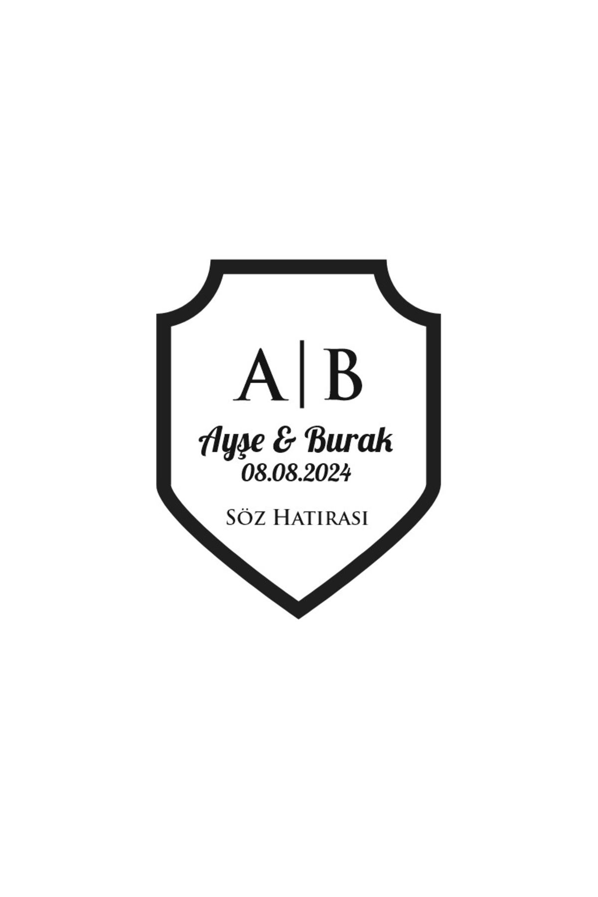 Reysa Tasarım Köşeli Üst Kalkan Mühür Kına Nişan Düğün 3x3 cm özel etiket / 50 adet sticker