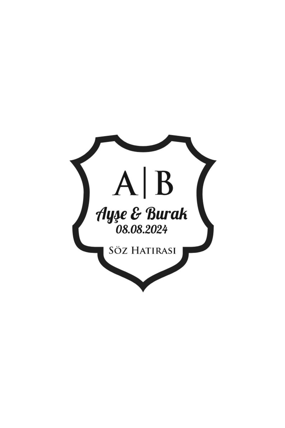 Reysa Tasarım Barok Kalkan Mühür Kına Nişan Düğün 3x3 cm özel etiket / 50 adet sticker