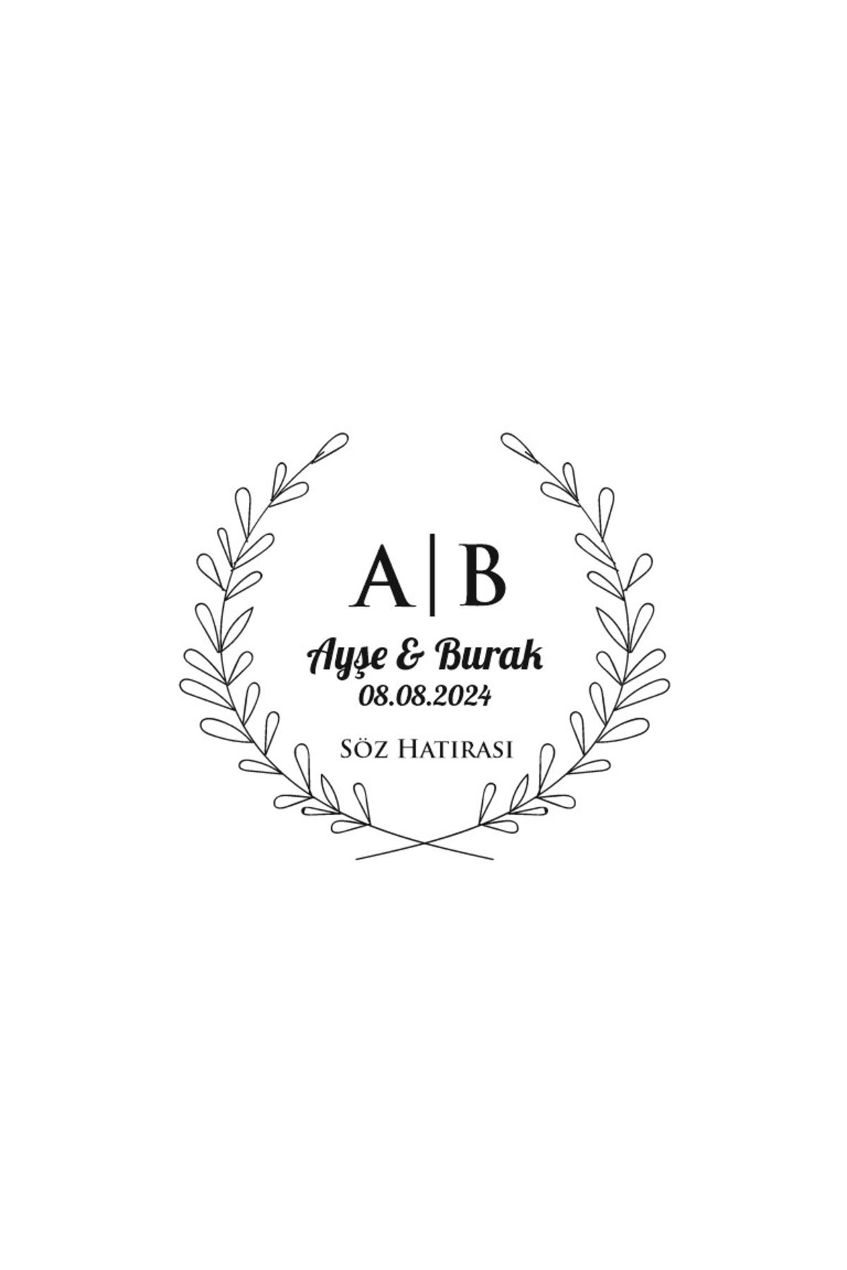 Reysa Tasarım Dişli Kenarlı Dikdörtgen Mühür Kına Nişan Düğün 3x3 cm özel etiket / 50 adet sticker