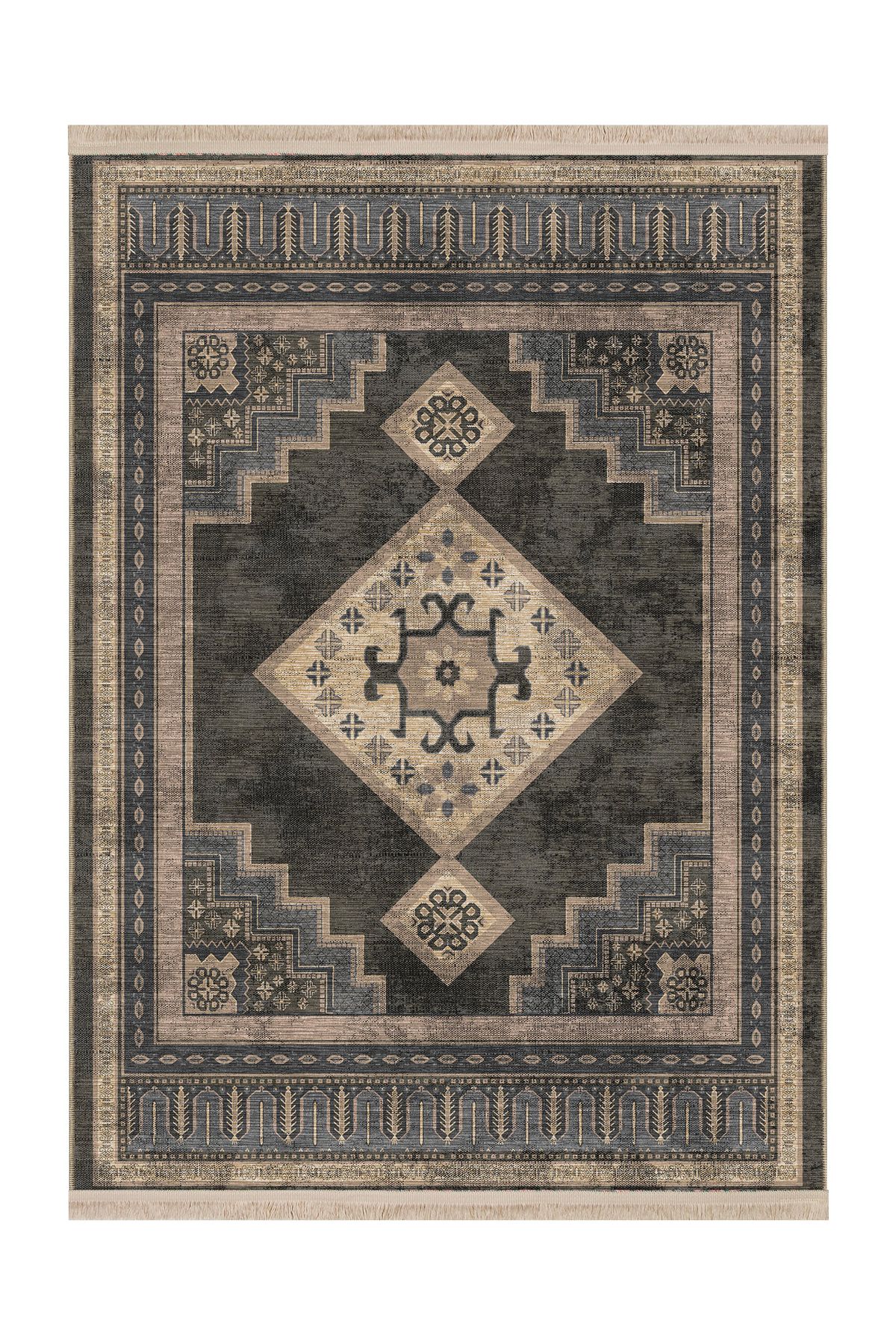 Rugs Modern Halı Mottos Koleksiyonu Eskitme Görünümlü Geleneksel Desenli Dokuma Taban Dekoratif Halı mottos17