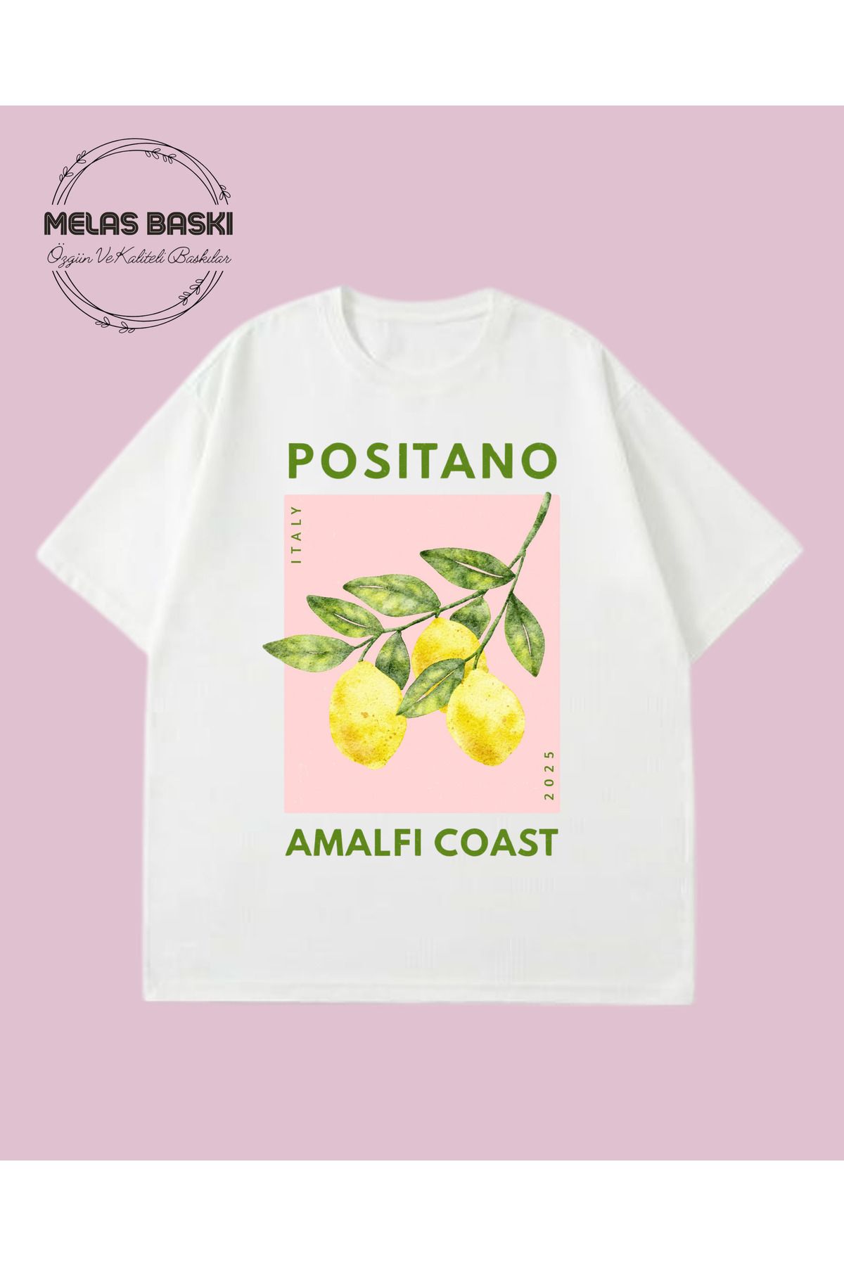 MELAS BASKI Pamuklu Oversize Pinterest Limon Baskılı Tişört