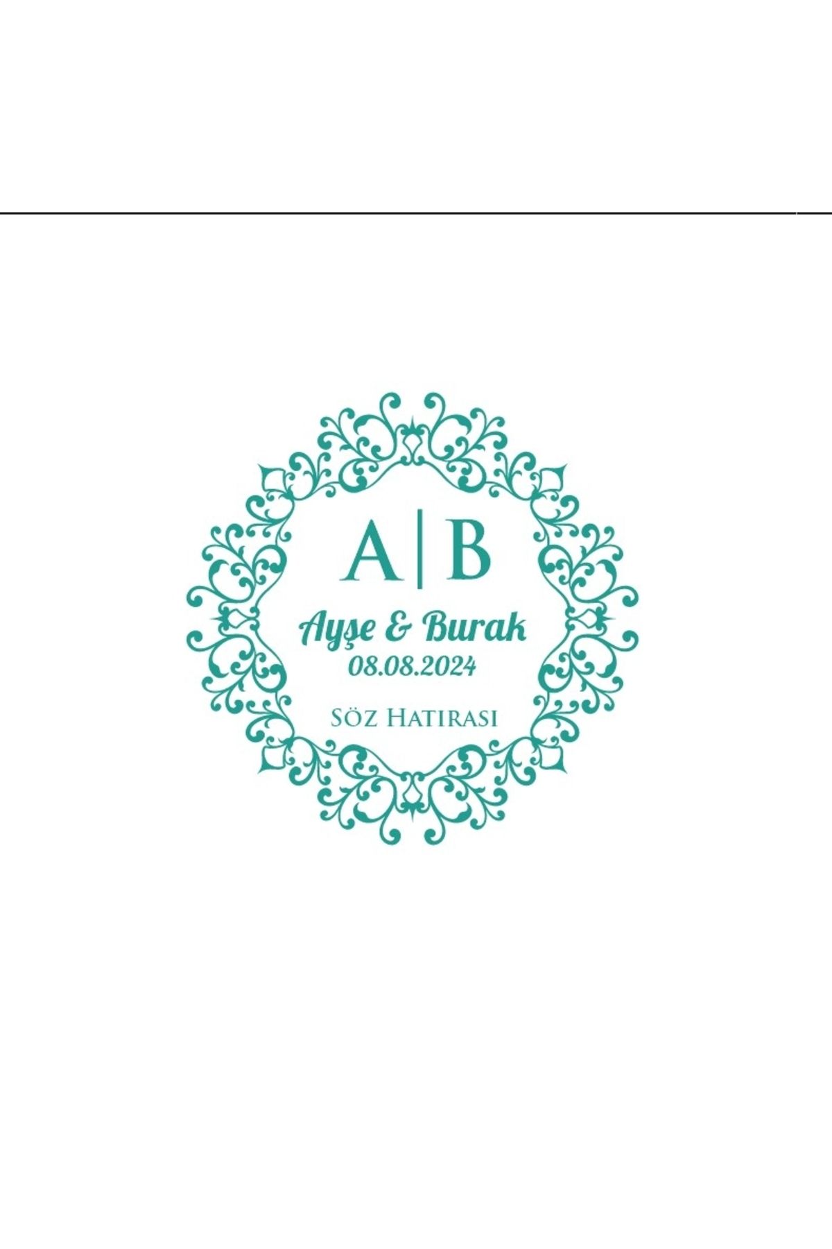 Reysa Tasarım Çentikli Dikdörtgen Mühür Kına Nişan Düğün 3x3 cm özel etiket / 50 adet sticker