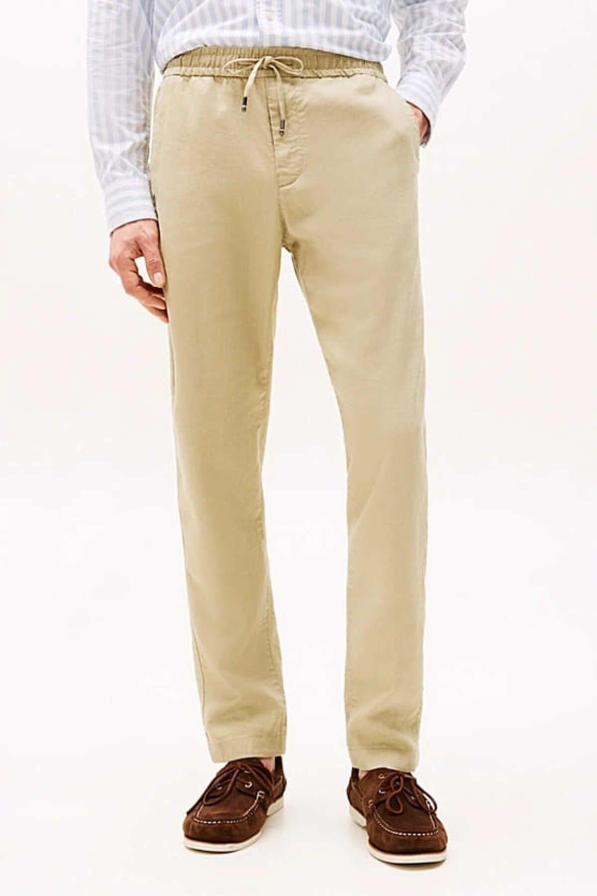 Tommy Hilfiger Erkek Th Harlem Sorona Linen Pantolon - Bej
