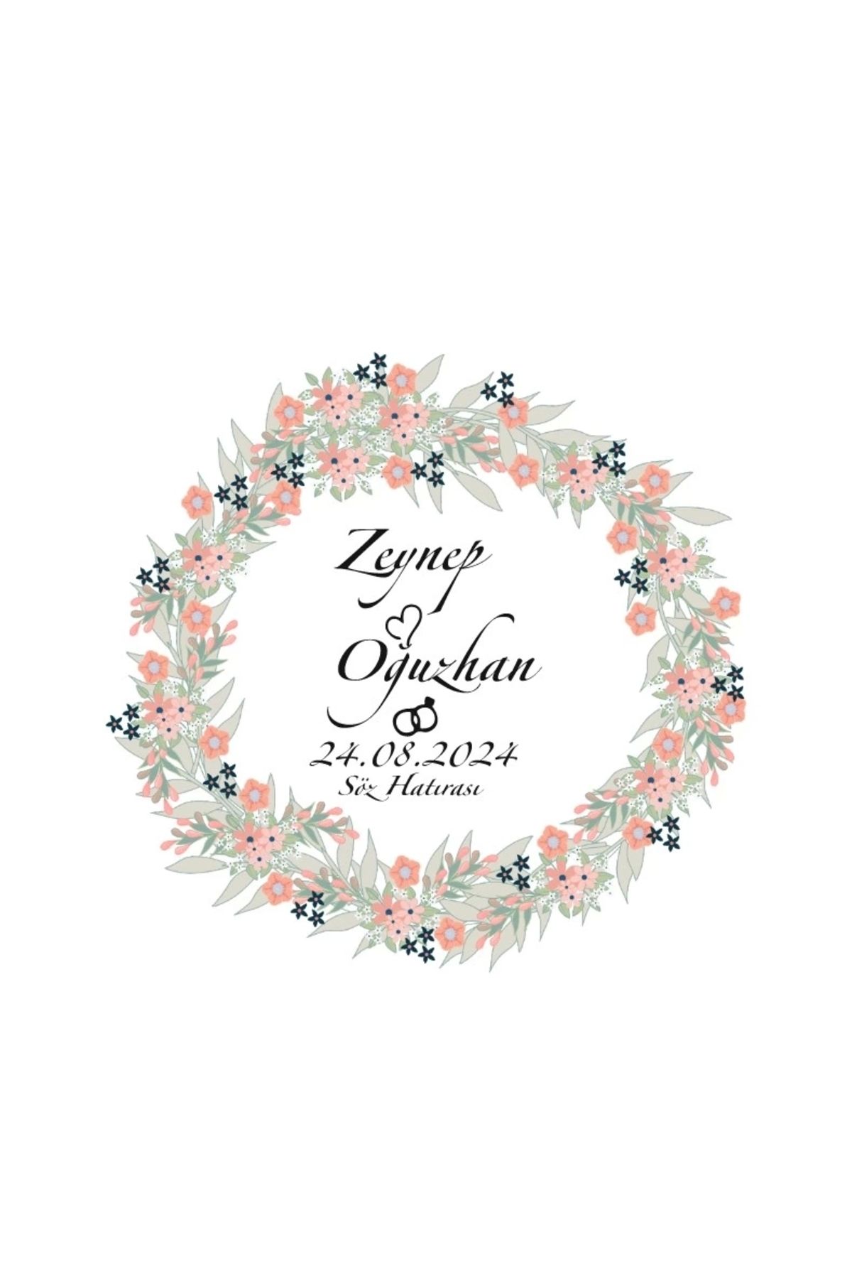 Reysa Tasarım Çokgen Köşeli Kare Mühür Kına Nişan Düğün 3x3 cm özel etiket / 50 adet sticker
