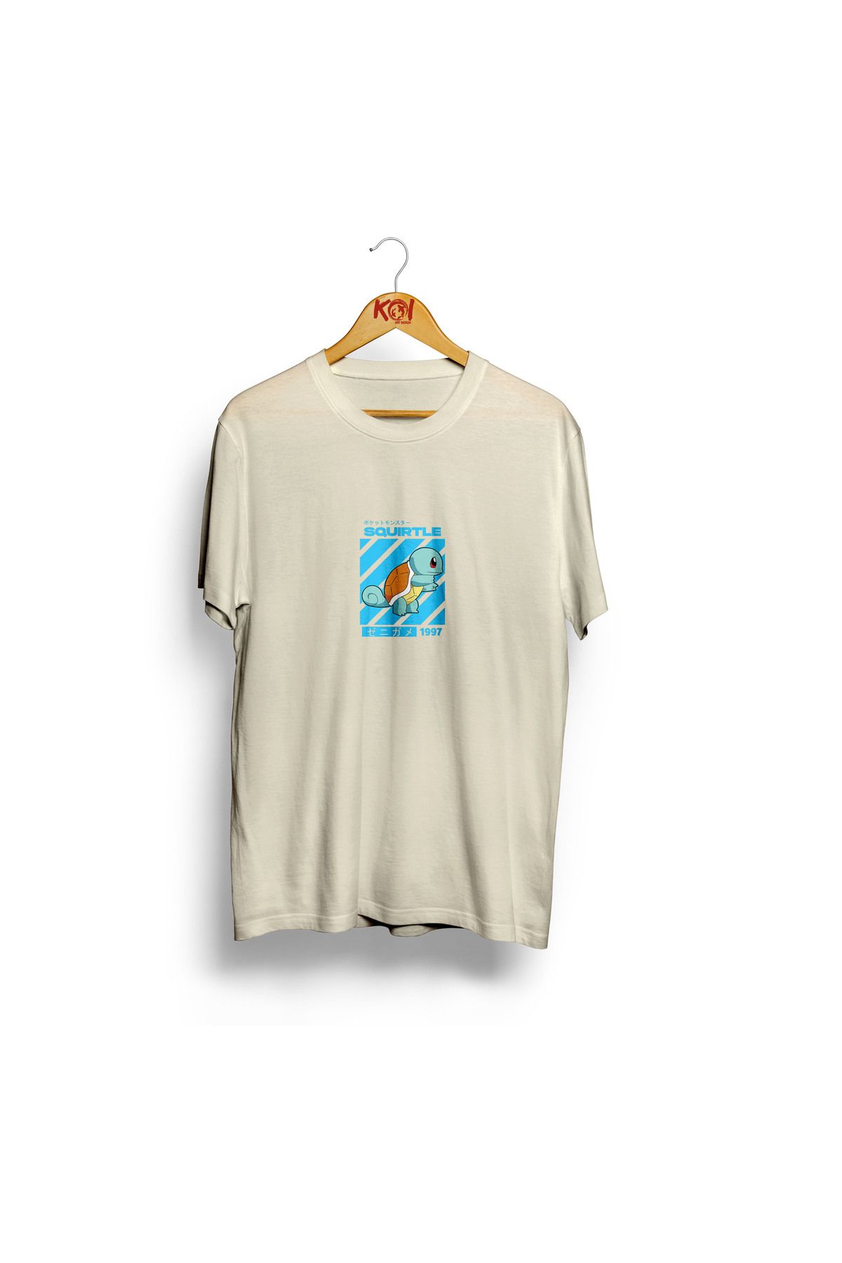 Butik Squirtle poke / Erkek ekru krem Renk T-Shirt / %100 Pamuk Premium Quality / Regular Fit