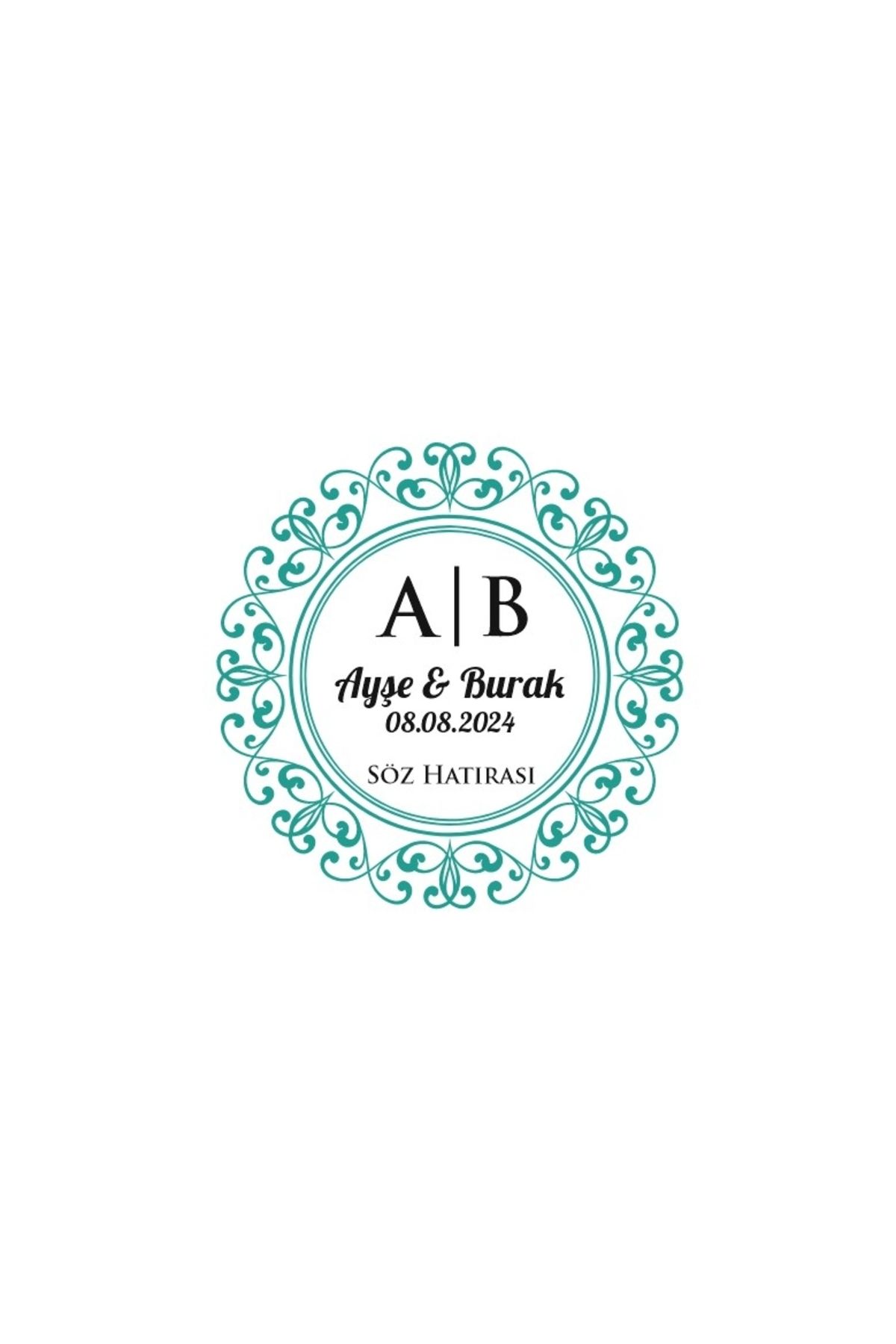 Reysa Tasarım Kalın Çerçeveli Kare Mühür Kına Nişan Düğün 3x3 cm özel etiket / 50 adet sticker
