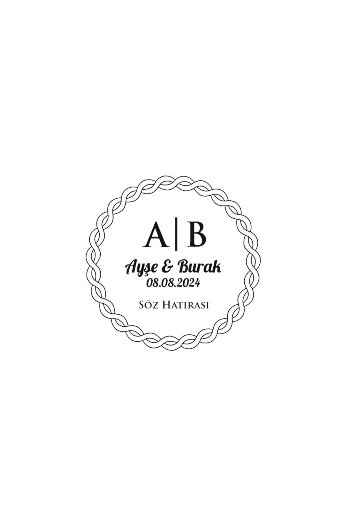 Reysa Tasarım İkili Örgülü Çerçeveli Yuvarlak Mühür Kına Nişan Düğün 3x3 cm özel etiket / 50 adet sticker