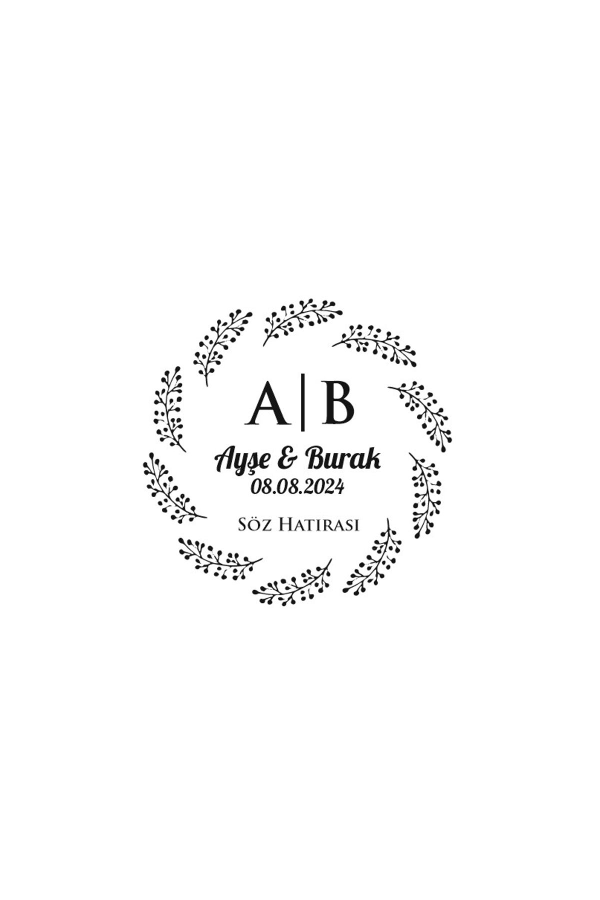 Reysa Tasarım Yarım Ay Dikdörtgen Mühür Kına Nişan Düğün 3x3 cm özel etiket / 50 adet sticker