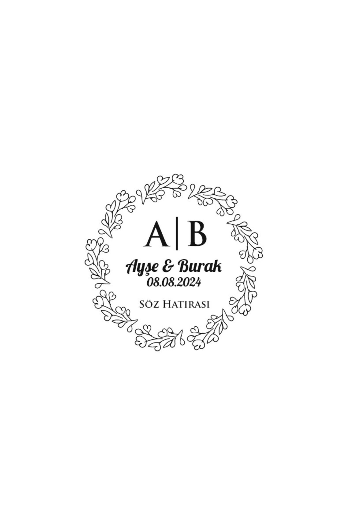 Reysa Tasarım Çentikli Dikdörtgen Mühür Kına Nişan Düğün 3x3 cm özel etiket / 50 adet sticker
