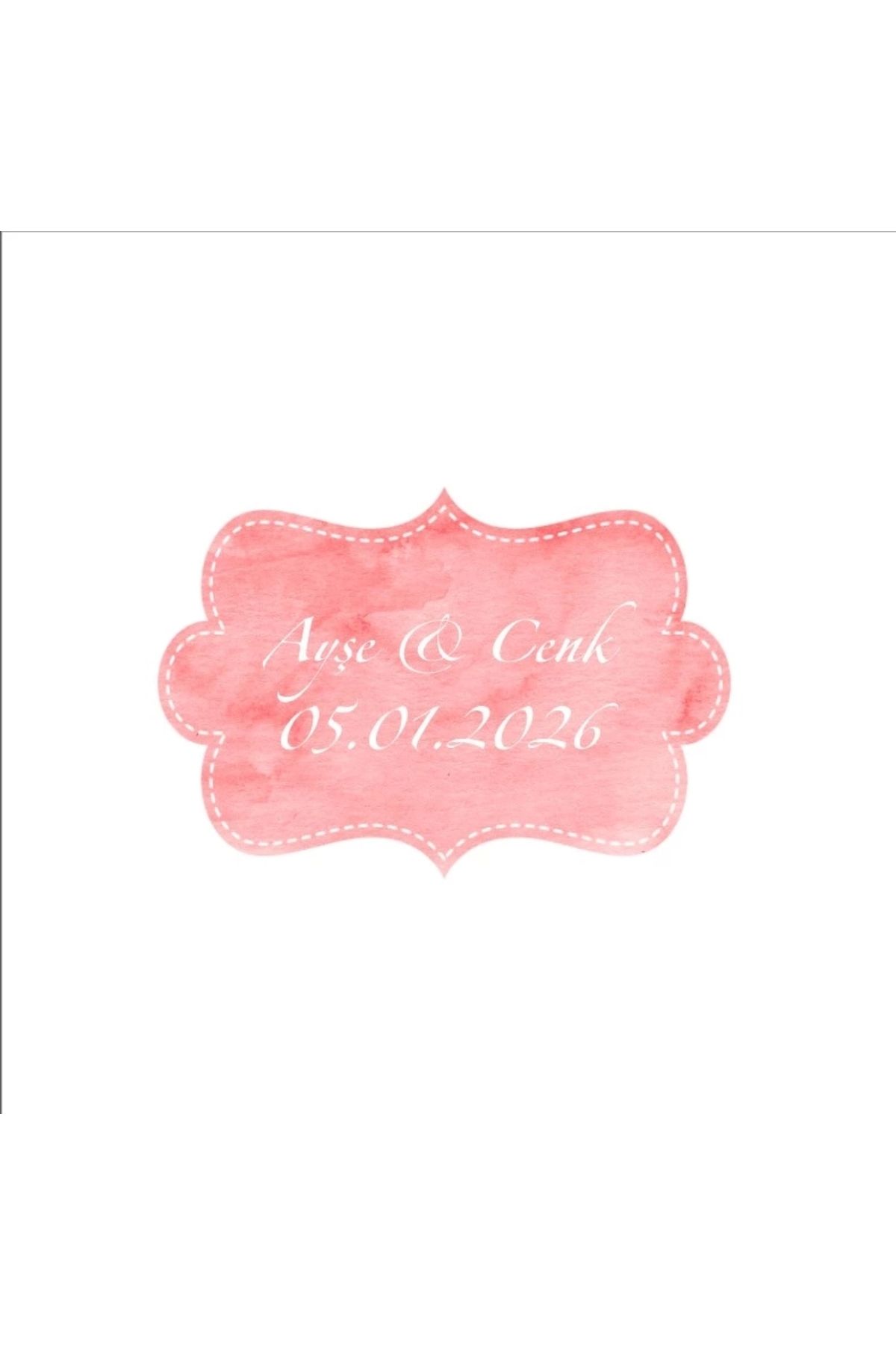 Reysa Tasarım Klasik Desenli Dikey Dikdörtgen Mühür Kına Nişan Düğün 3x3 cm özel etiket / 50 adet sticker