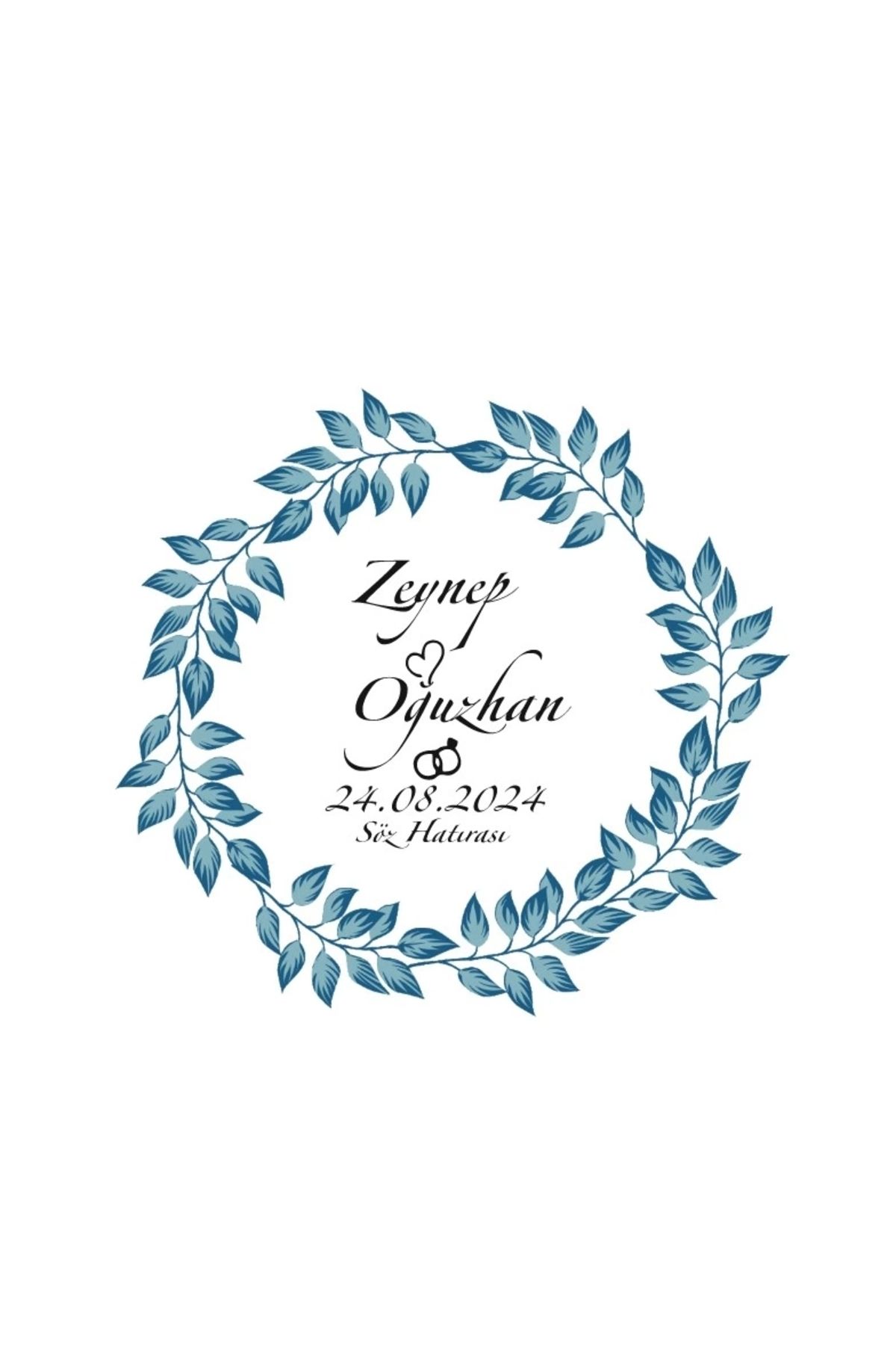 Reysa Tasarım Düz Alt Kenarlı Kare Mühür Kına Nişan Düğün 3x3 cm özel etiket / 50 adet sticker