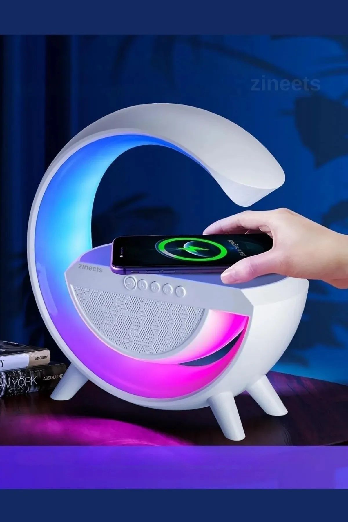 Zineets Led Işık Lazer Disko Toplu Standlı Bluetooth Hoparlör Speaker Işıklı Saatli Usb/sd Radyolu