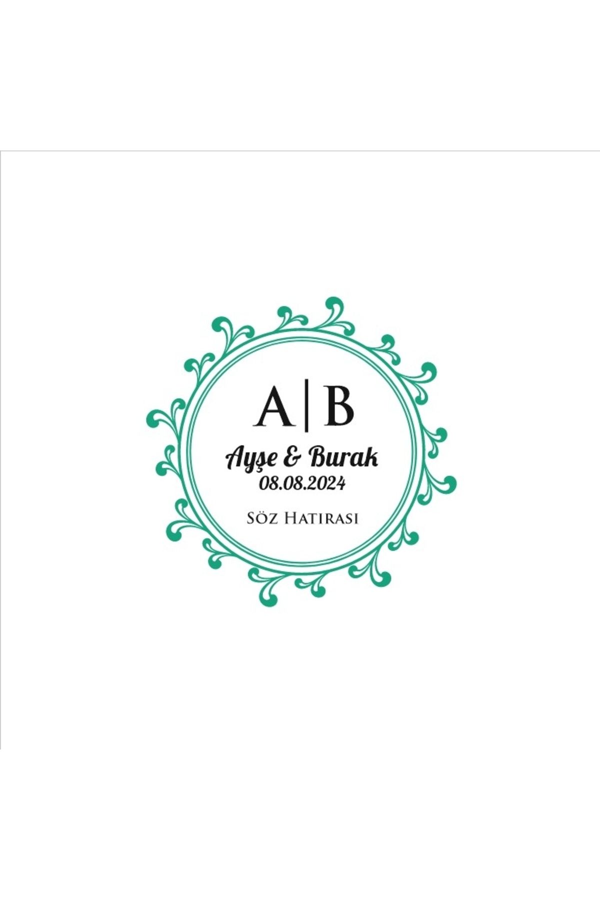 Reysa Tasarım Kenarları Kabarık Dikdörtgen Mühür Kına Nişan Düğün 3x3 cm özel etiket / 50 adet sticker