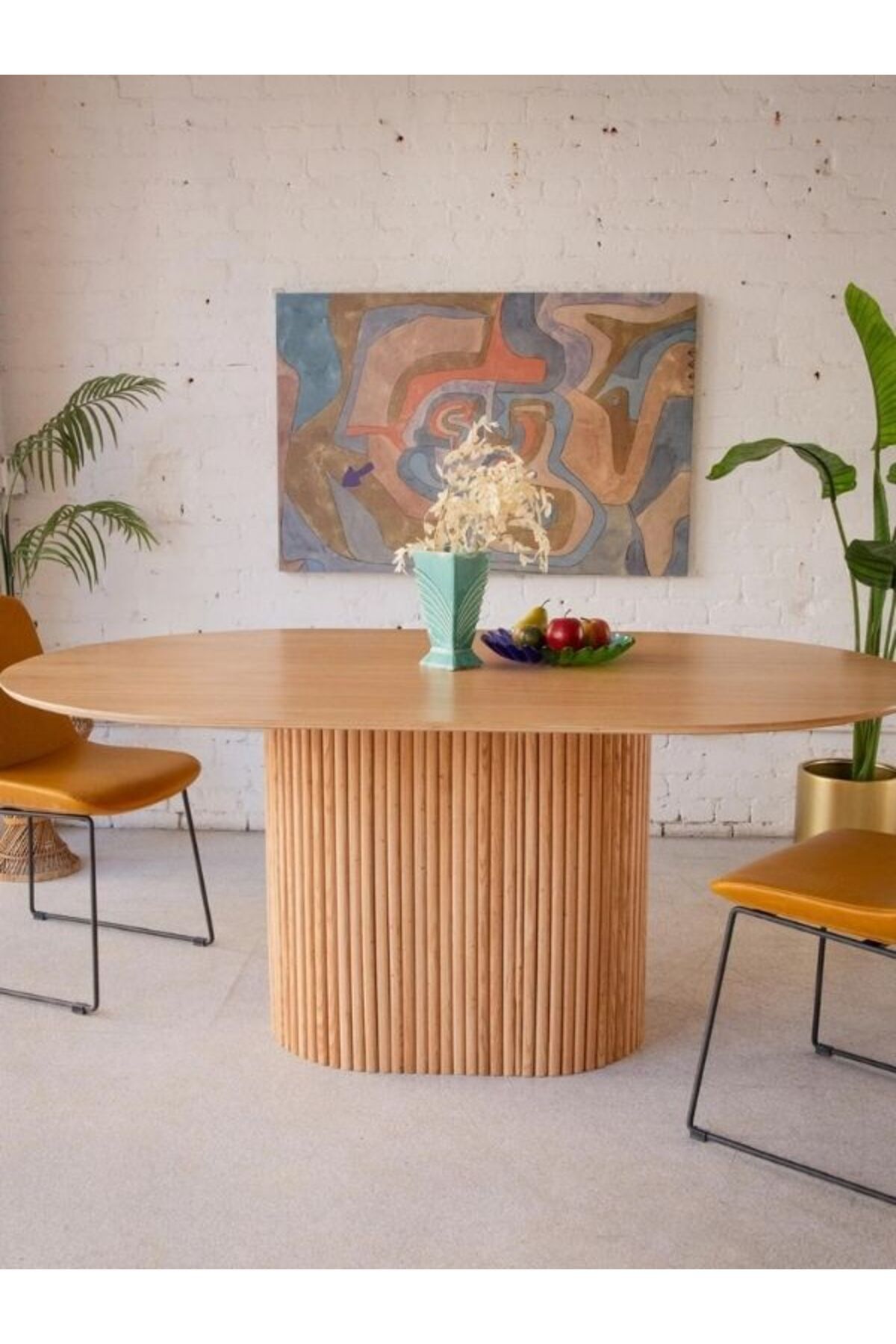 Gazzini Furniture Luna Oval Natural Ahşap Bohem Masa 80x150